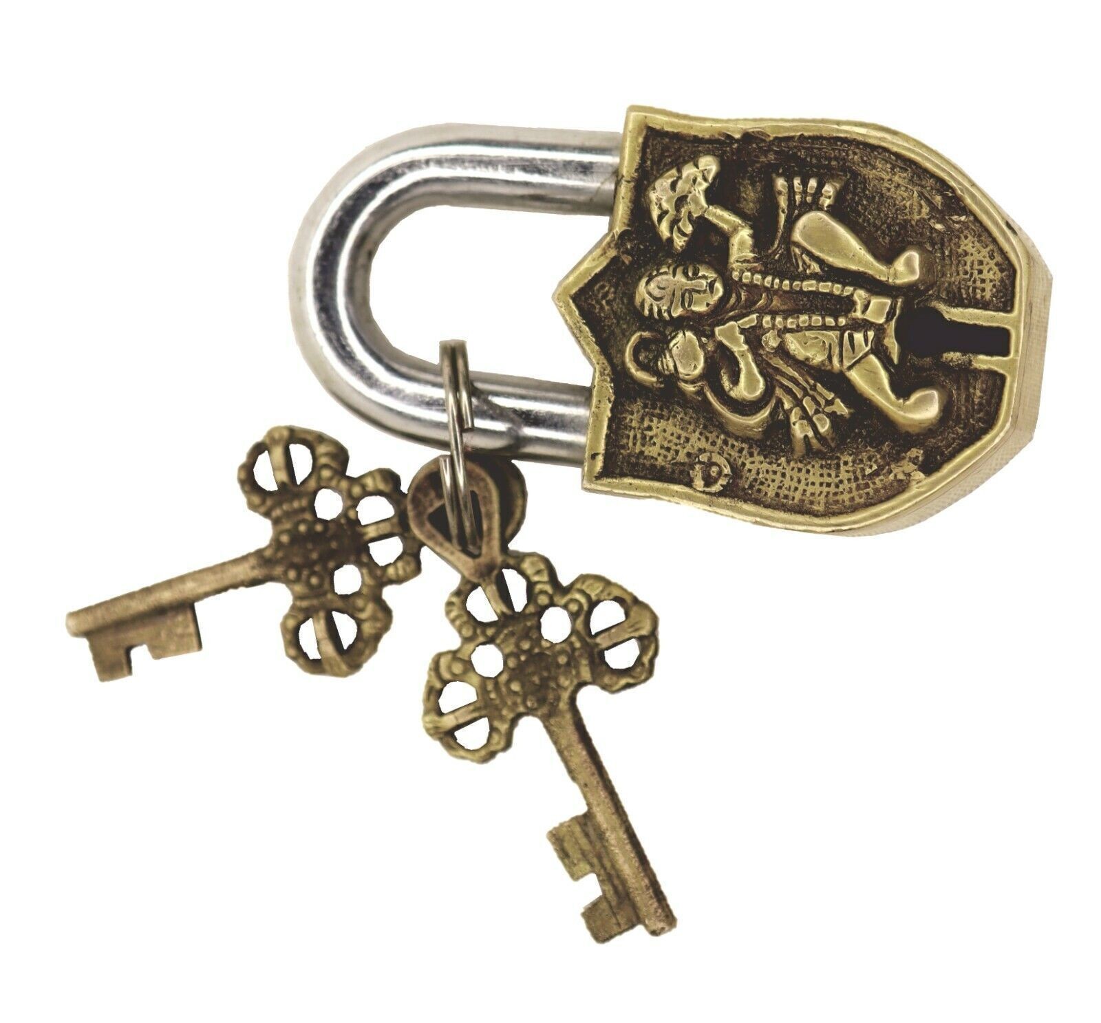 Lord Hanuman Design Padlock Victorian Style Handmade Brass Door Lock Home Décor