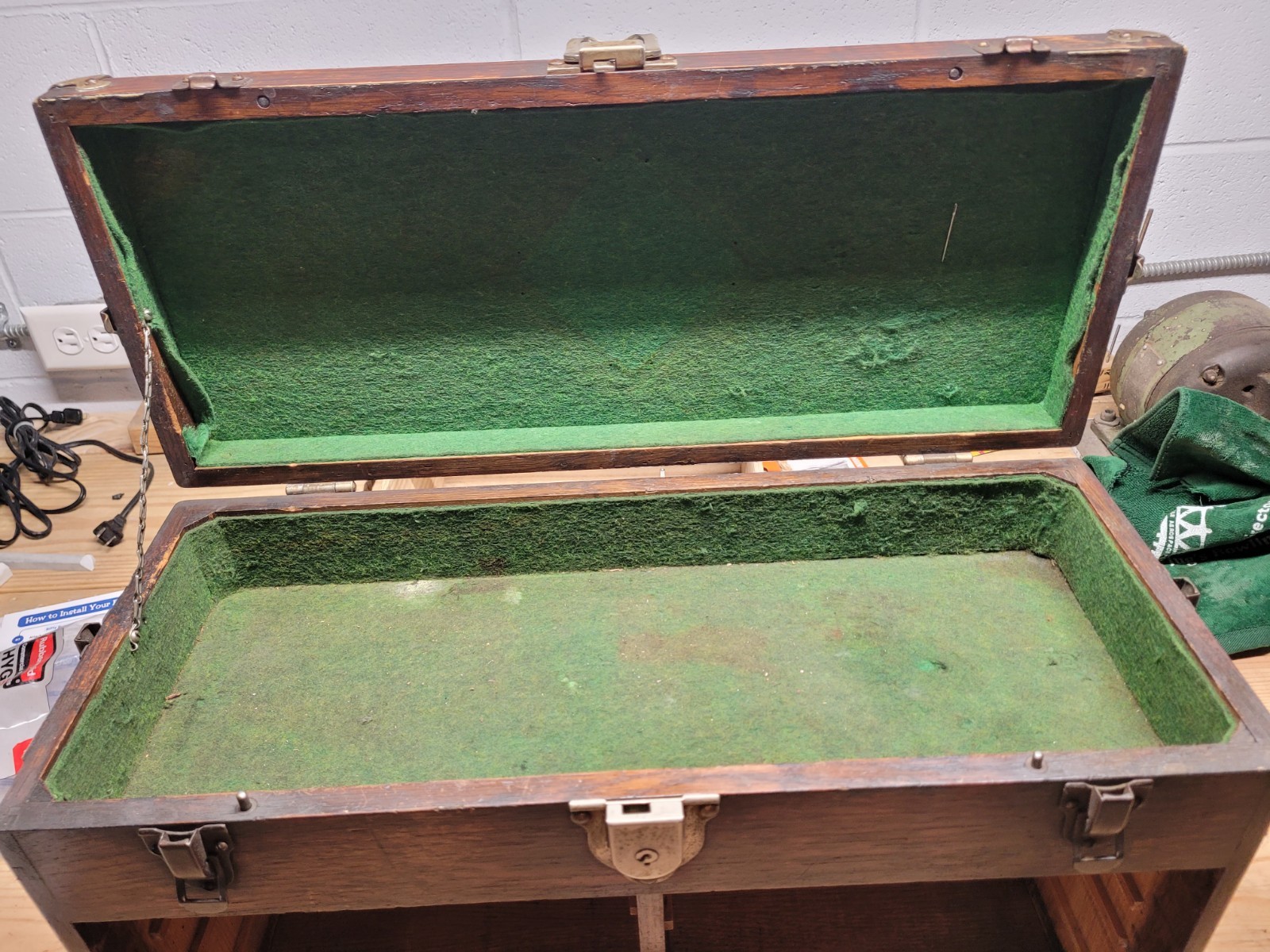 Vintage Union Tool Chest Co. 7 Drawer Wood Machinist Chest, Wooden Toolbox w/key