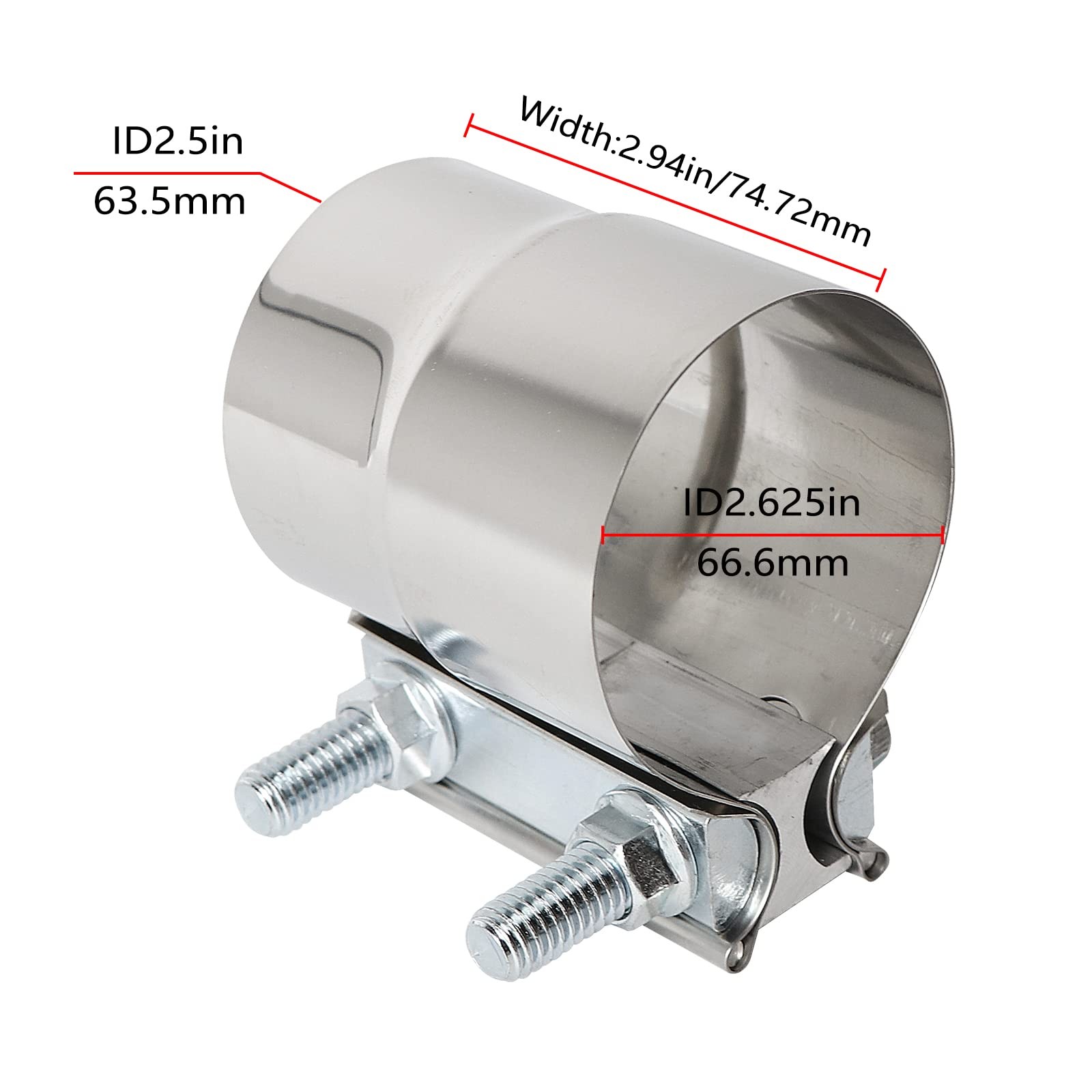 Etl Industries 2.5 Inch Exhaust Clamp Lap Joint Band Clamp 304 Stainless Steel