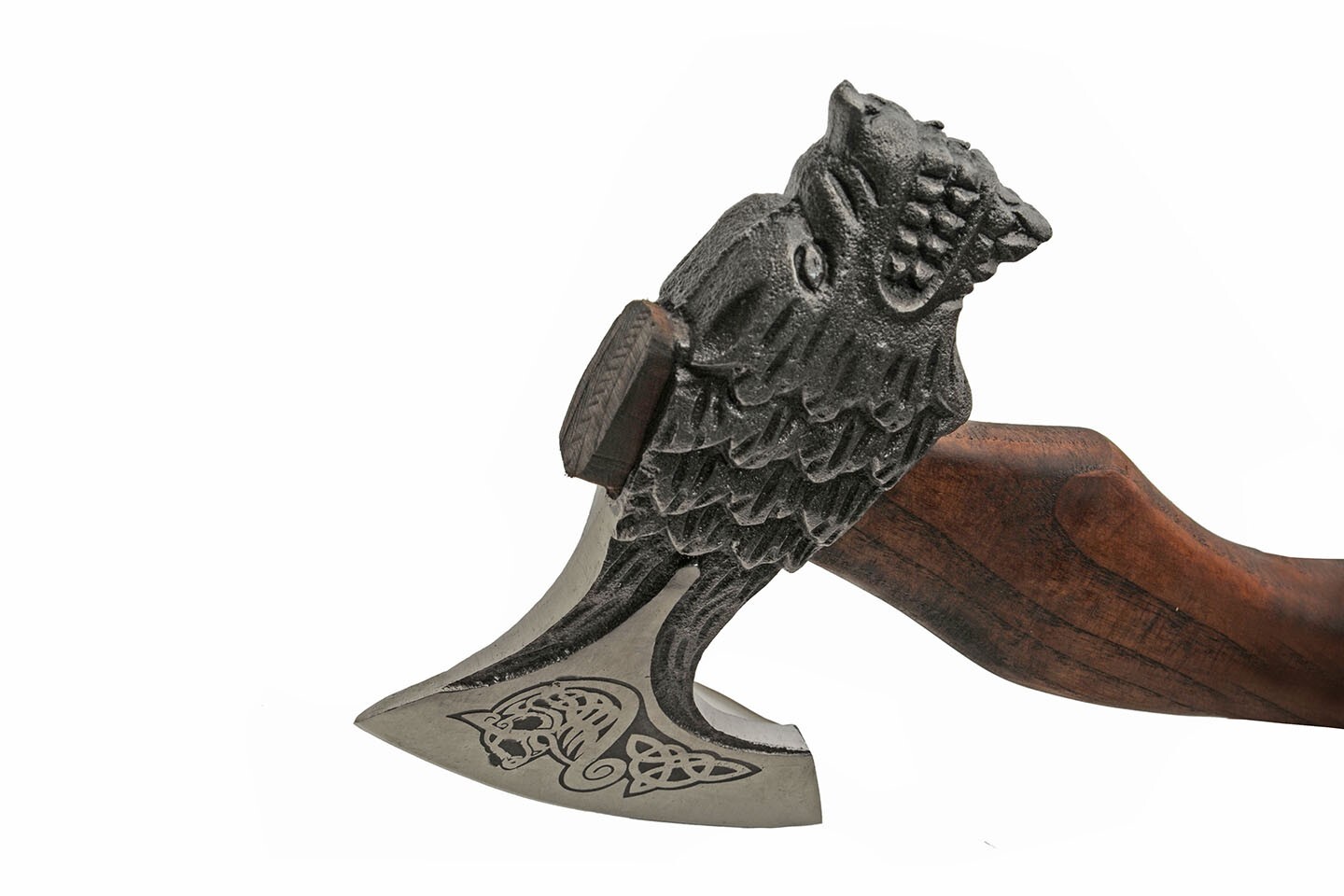 19″ Hammer Wolf Axe With Leather Sheath Burnt Ash Wood Handle