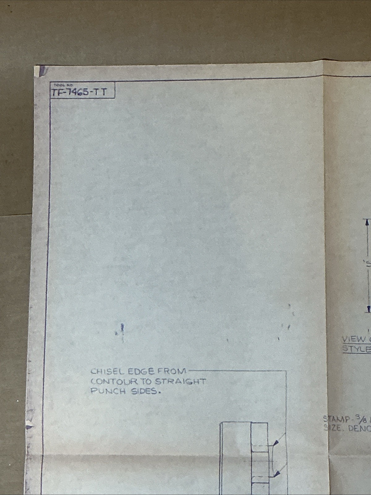 Vintage 1985 Copy Of Blueprint For Wrench Easco Hand Tools Inc. As Is INV-P1097