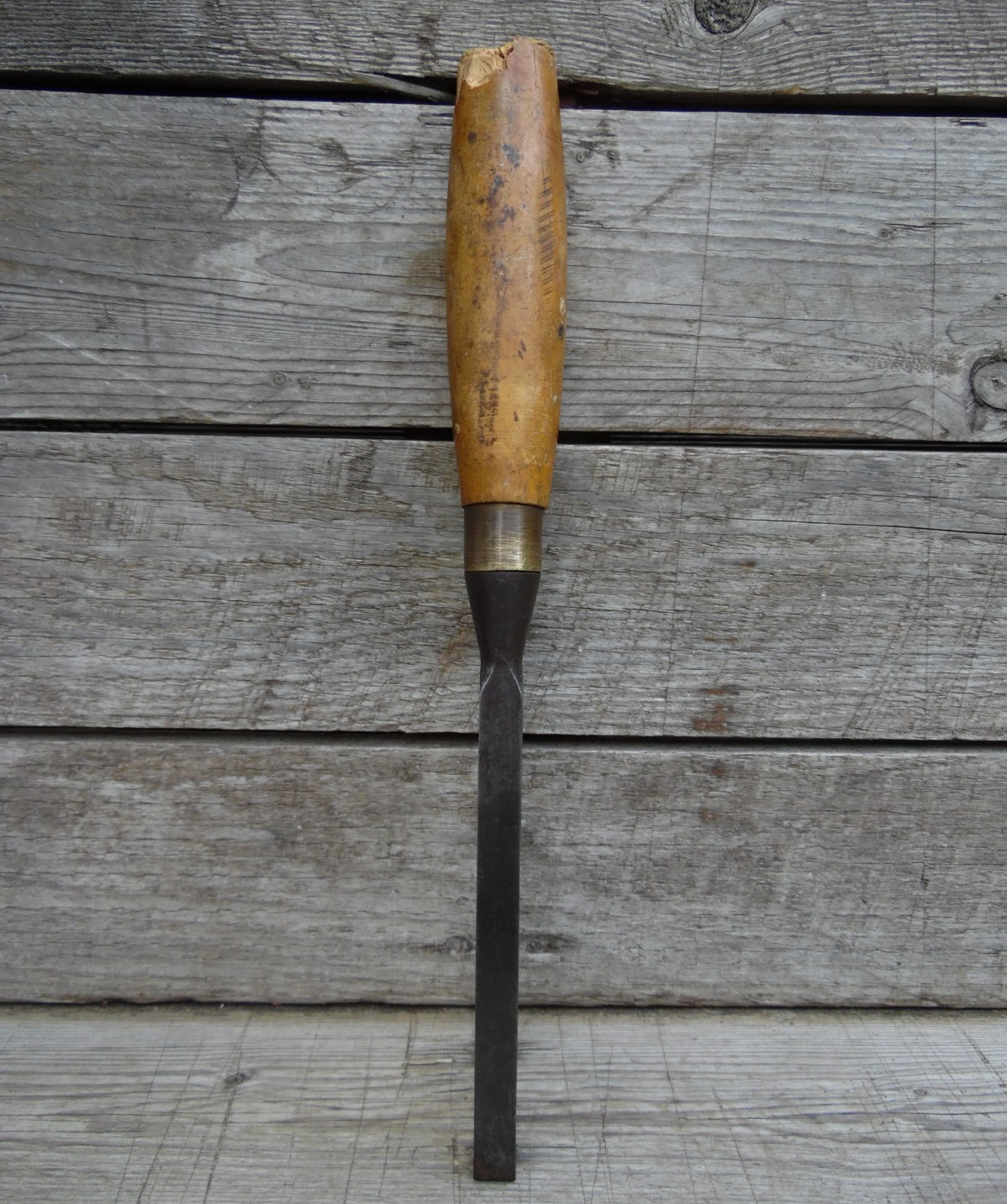 Vintage Original Cast Steel Wooden Handle Chisel Carpenter Tool #3