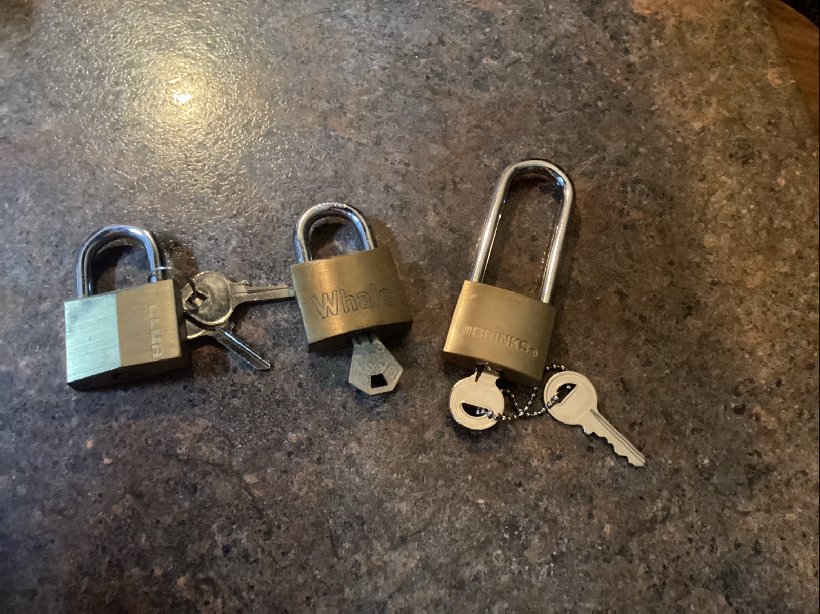 Three Brass Padlocks – Whale – The Club – Brinks