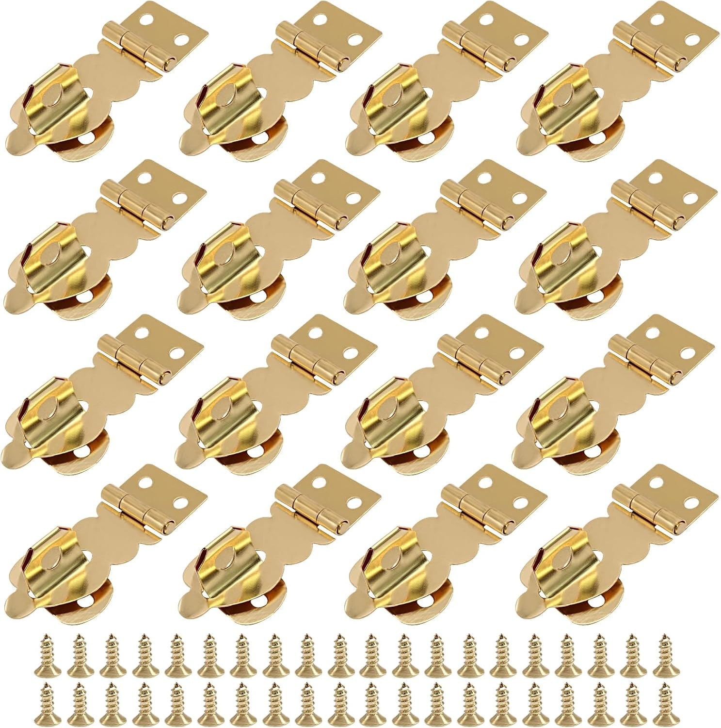 Bivethoi 16 Pcs Brass Padlock Hasp, Mini Decorative Gold Buckles | with Screws