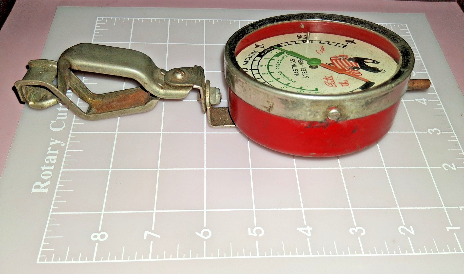 Vintage Steampunk Vacuum Pressure Gauge Hastings Steel Vent U.S.A. Made