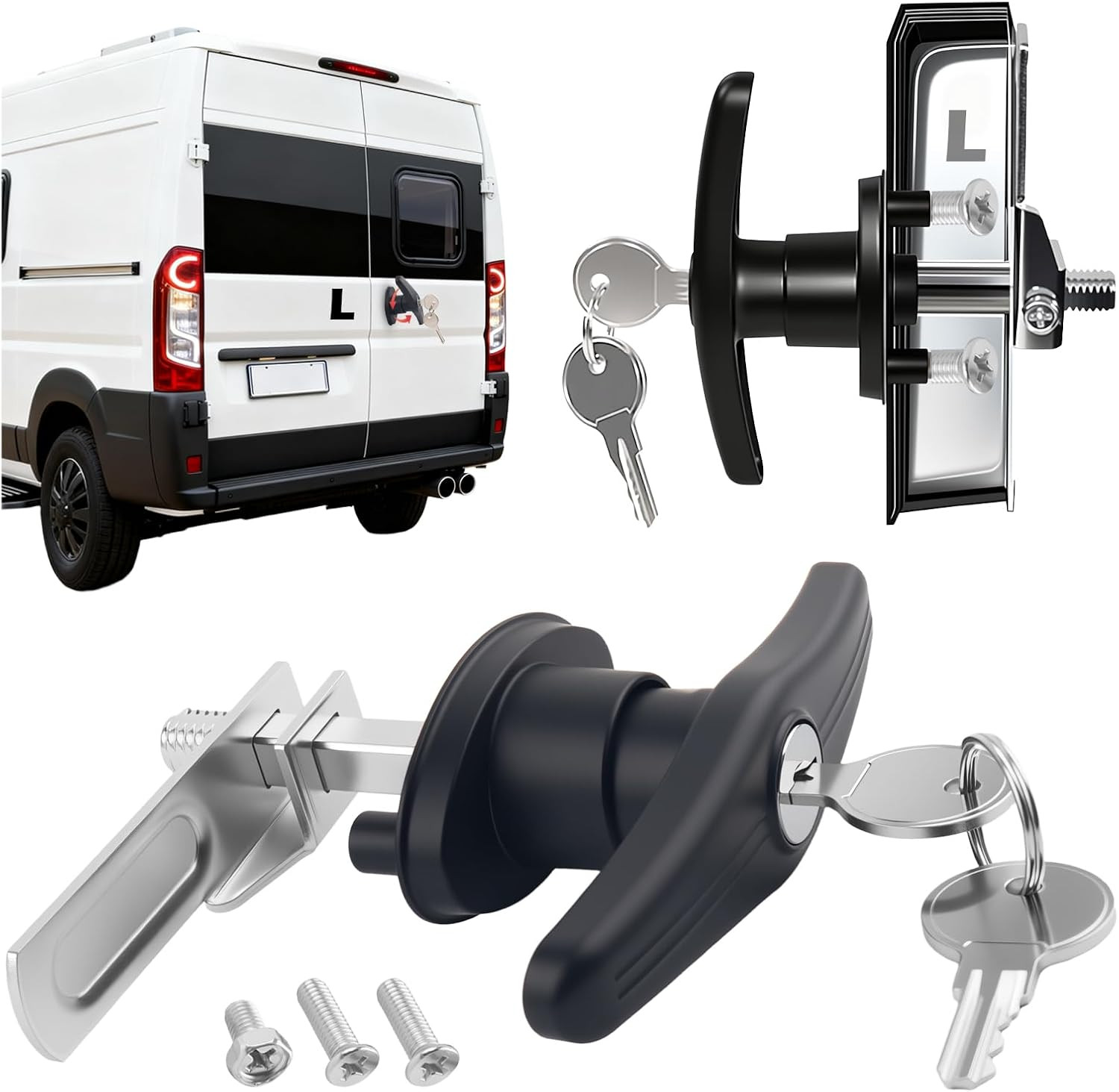 T-Handle Truck Topper Lock Kit with Lock Cam & 2PCS Keys,Sturdy Camper Shell Loc