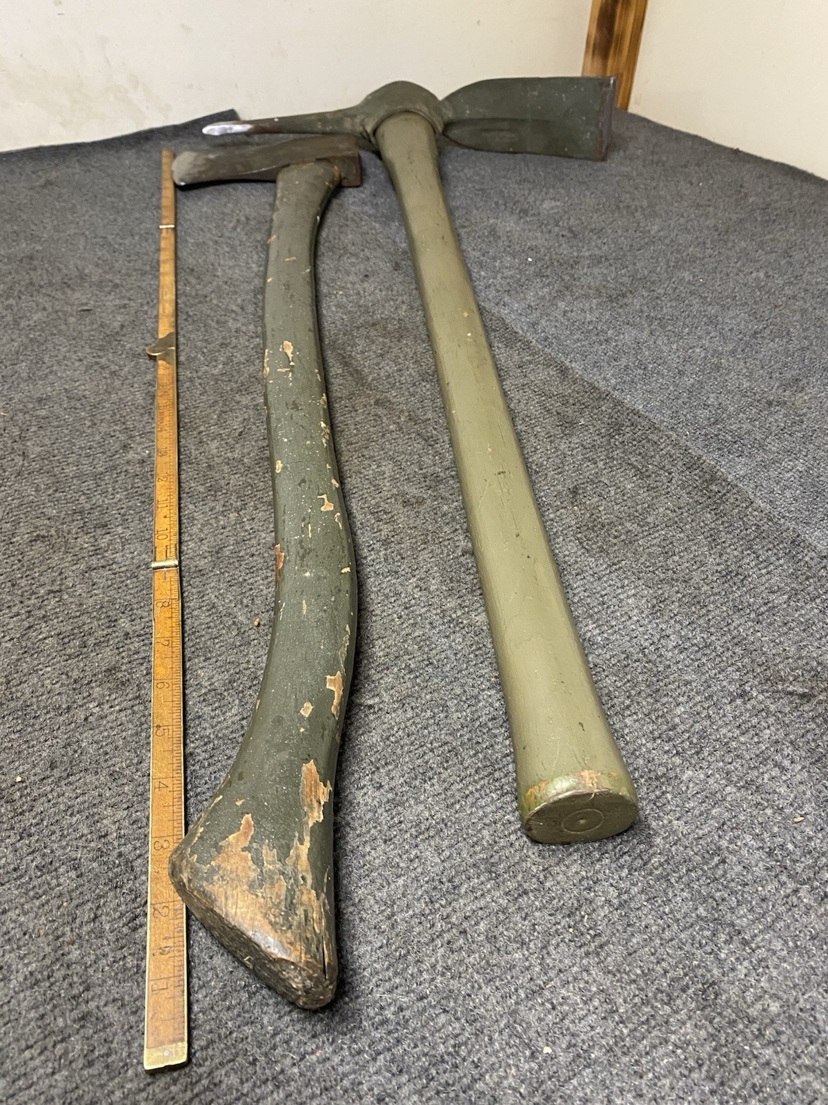 Vintage US Military Pioneer Equipment Pick Mattocks And Single Bit Axe