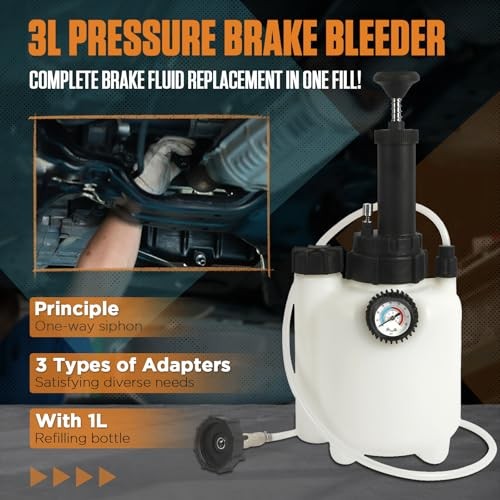3L Brake Bleeder Kit, Pressure Master Cylinder Bleeding Tool with 1L Catch