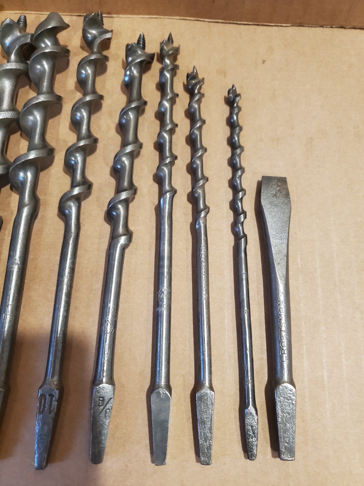 12 Vintage Bit Brace Hand Drill Bits,Auger bits,Adjustable, Old Carpenter Tools
