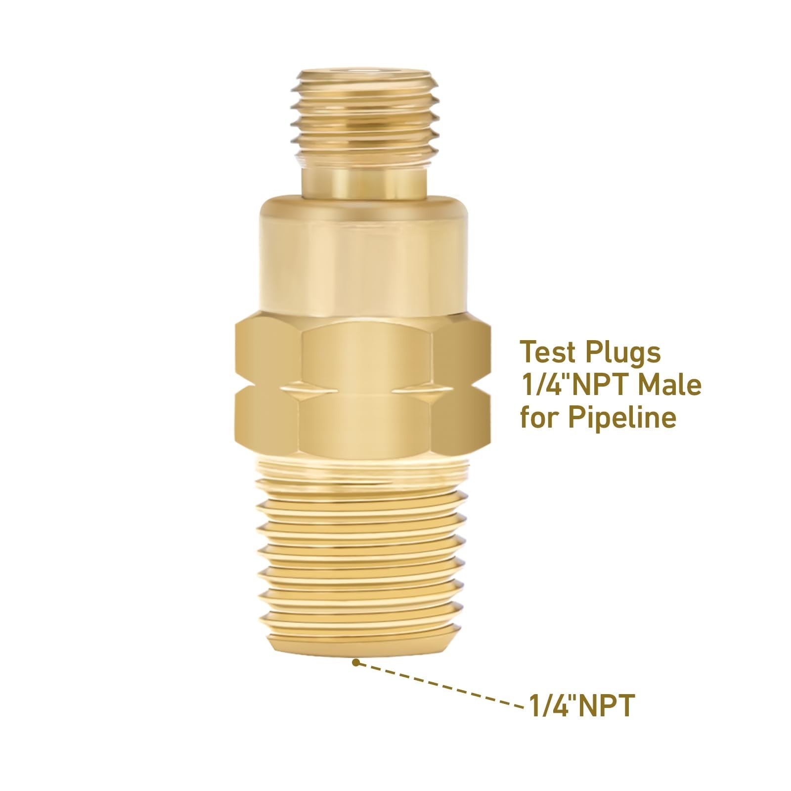 Brass Gauge Adaptor 1/4 NPT Female,2-1/2 OAL x 1-2/5″ x 1/8″ Probe with Stain…