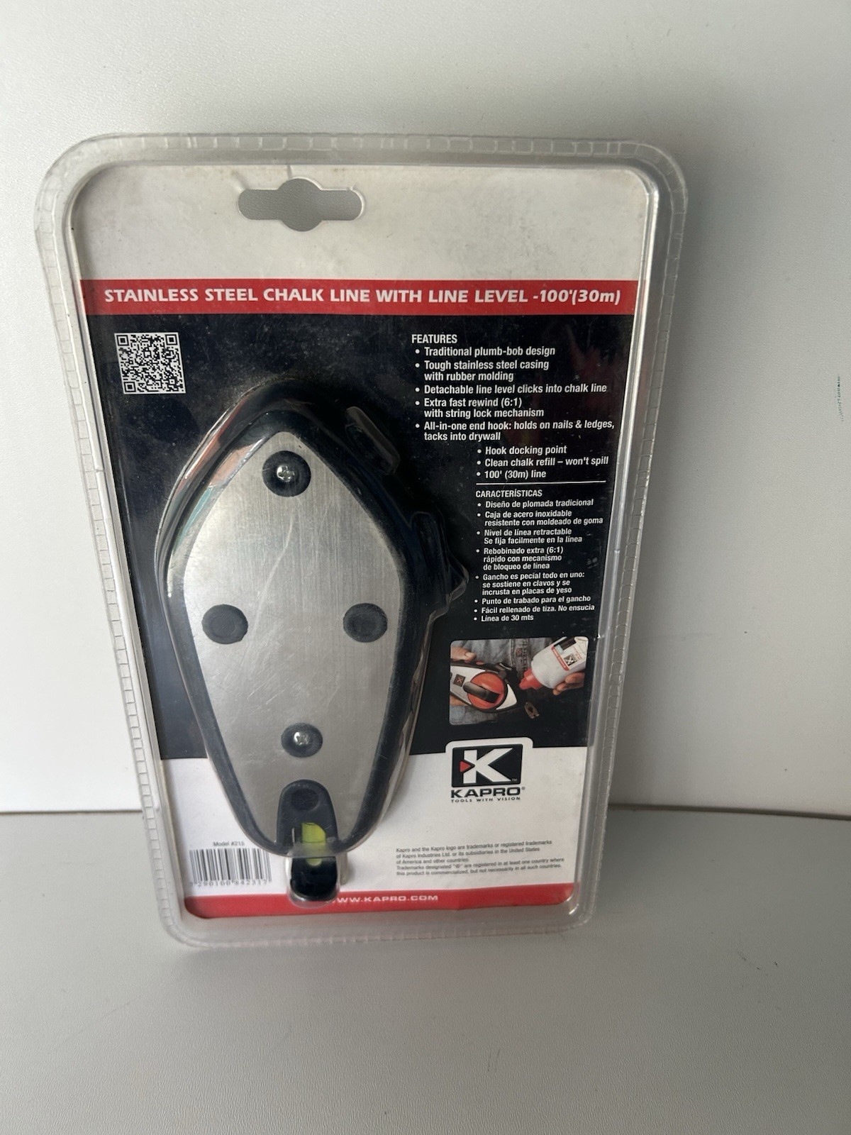Kapro Stainless Steel Chalk Line With Level 30m 100ft 6:1 Rewind New