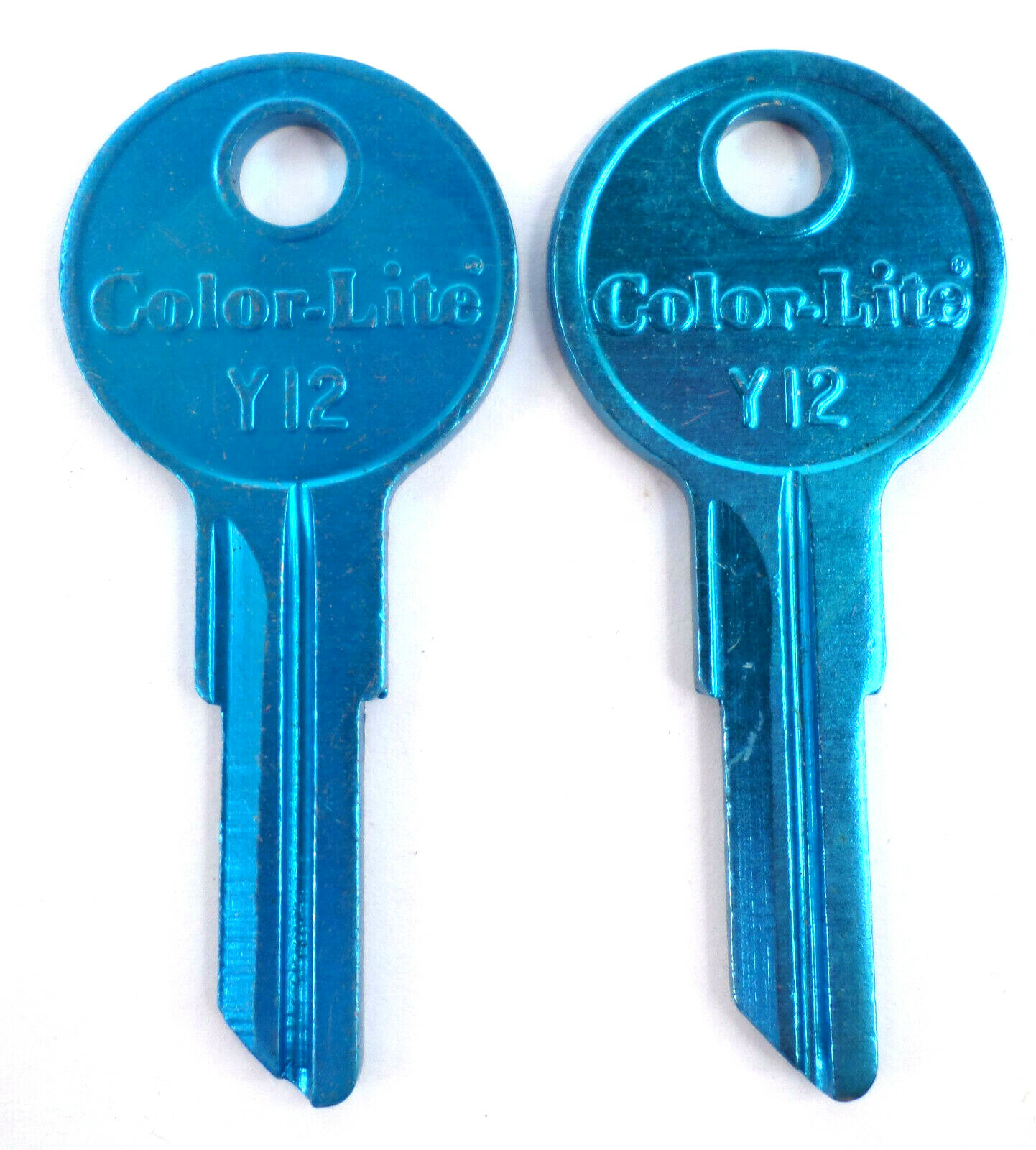 2-pcs Y12 BLUE Anodized Aluminum Cole National Key Color-Lite Key NOS Blanks