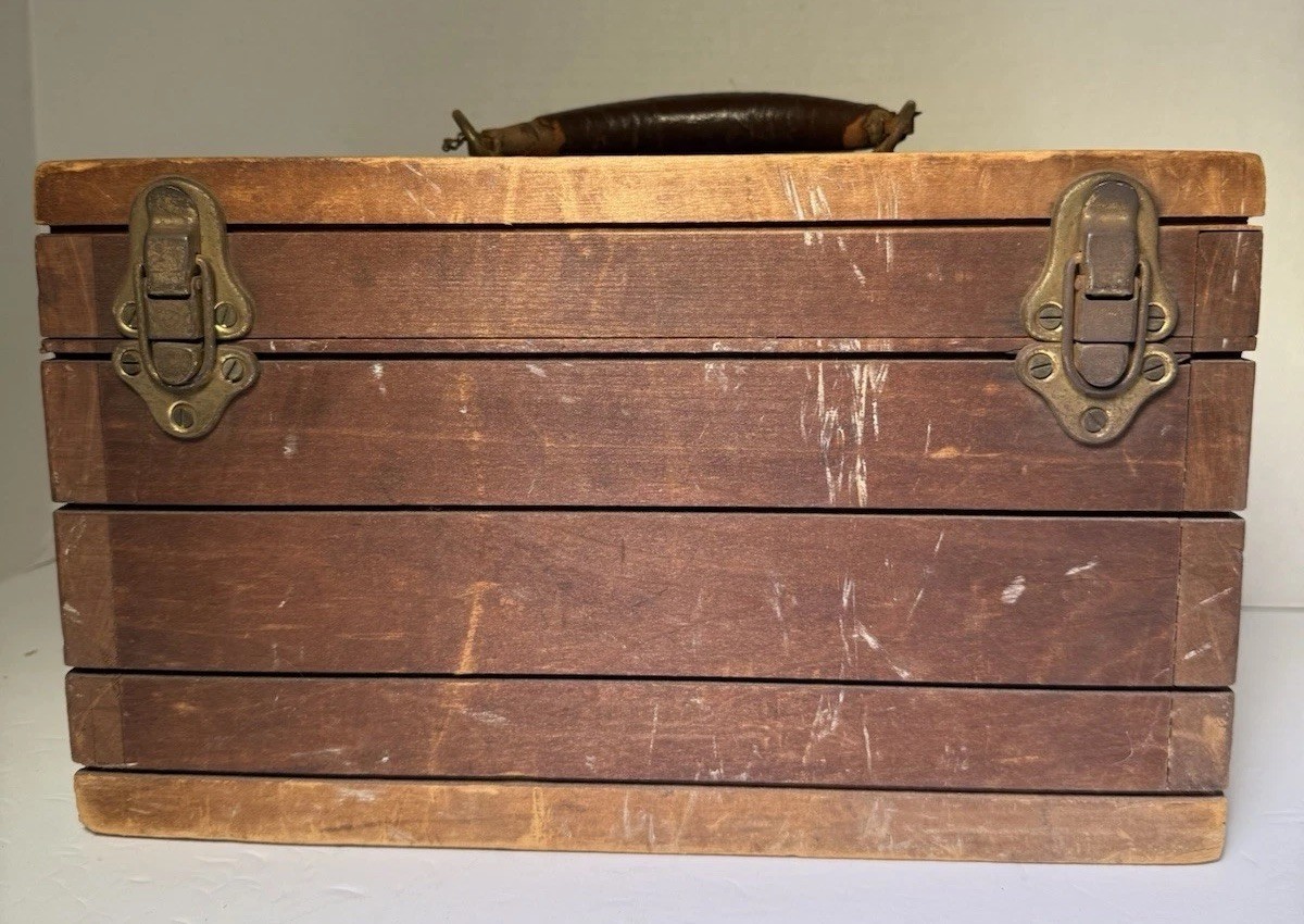 Antique Wooden Jewelry Repair Chest – Vintage Craftsman Tool Box