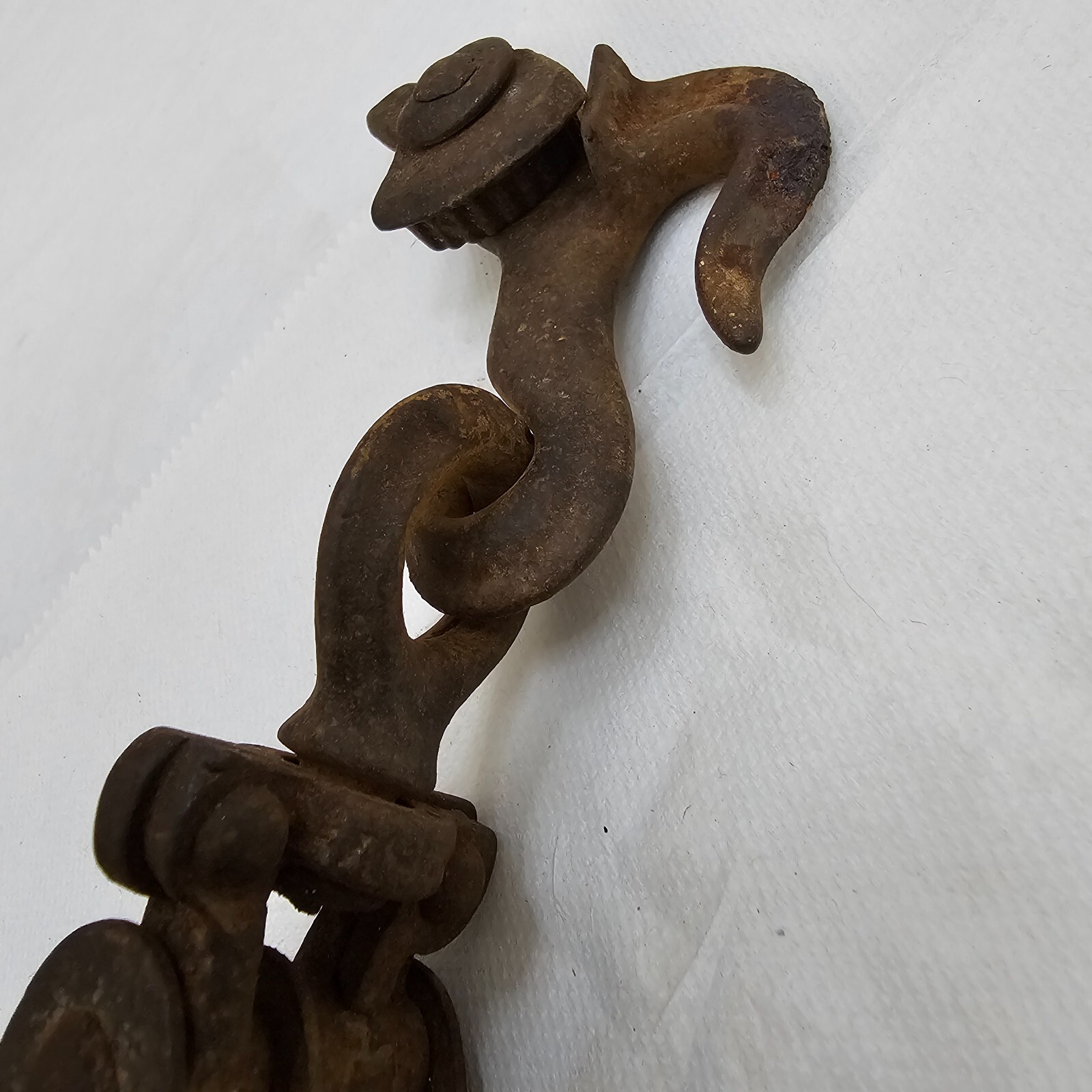 Steel Hook & Pulley System Double Sheave Line Stop Primitive VTG Works Rusty