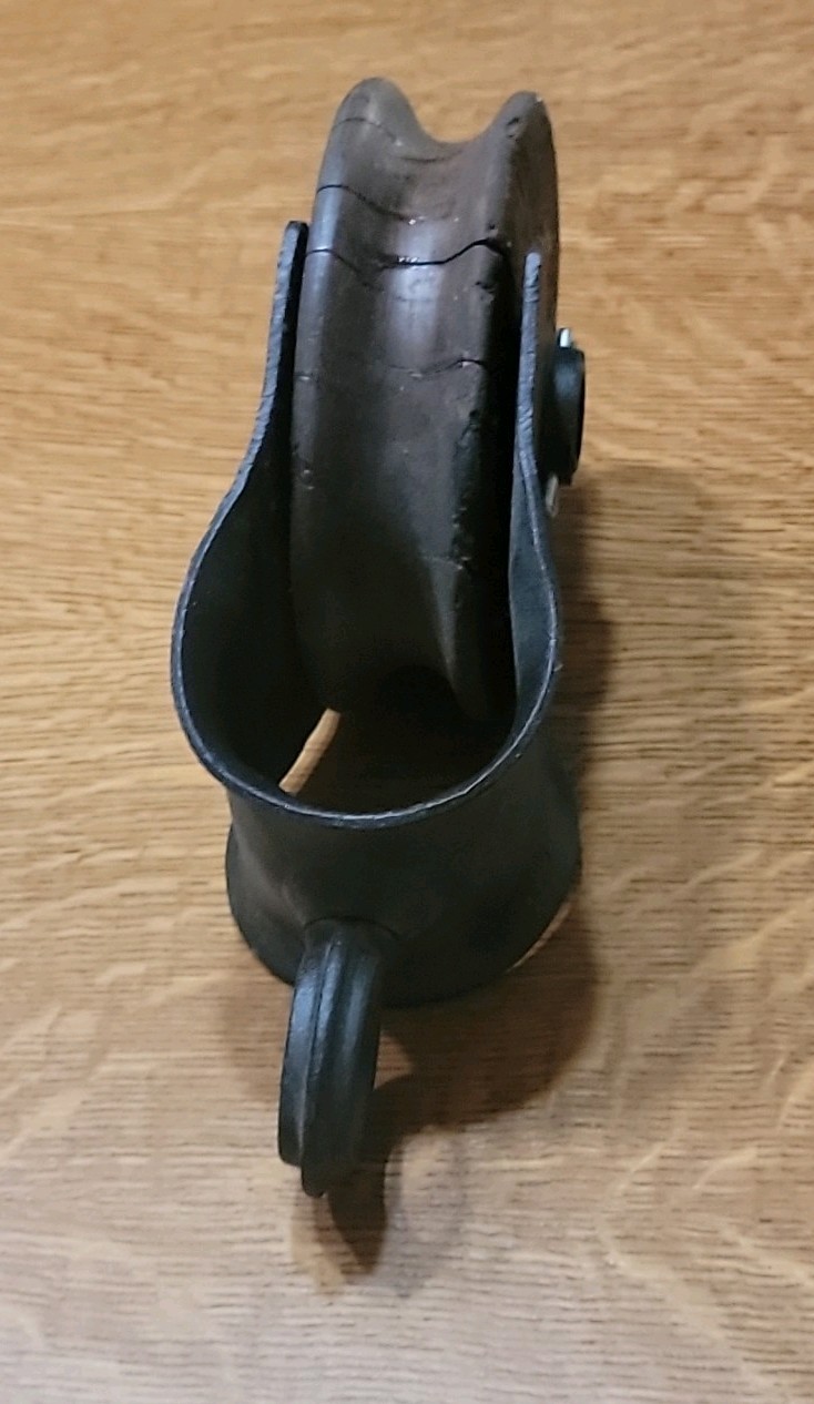 Antique Wood & Cast Iron Pulley Block w/ Strap Ring, Approx. 11 in