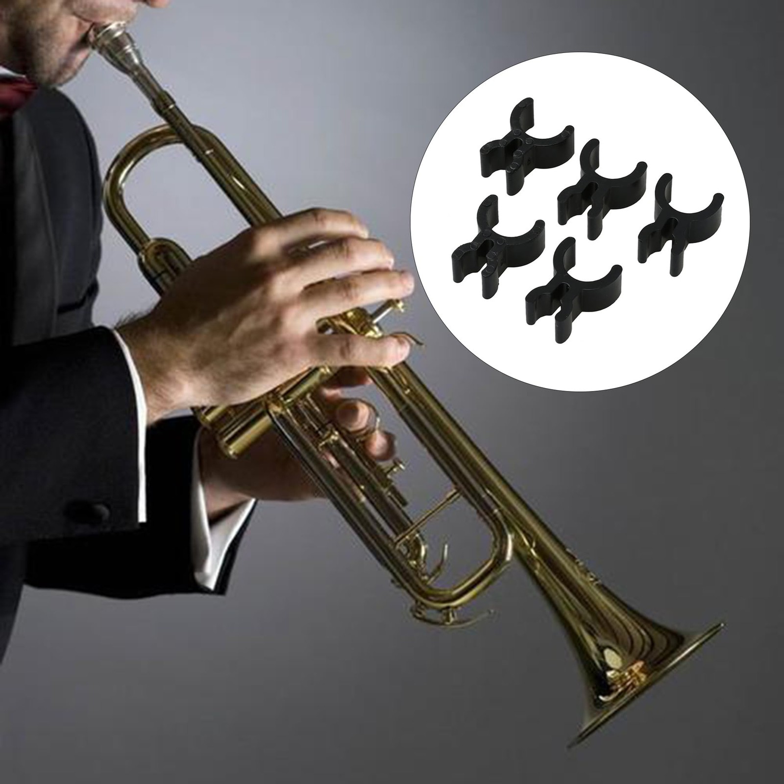 Black 2.3×1.8cm ABS French Horn Pencil Clip Trumpet Pen Clip Holder Musical I…