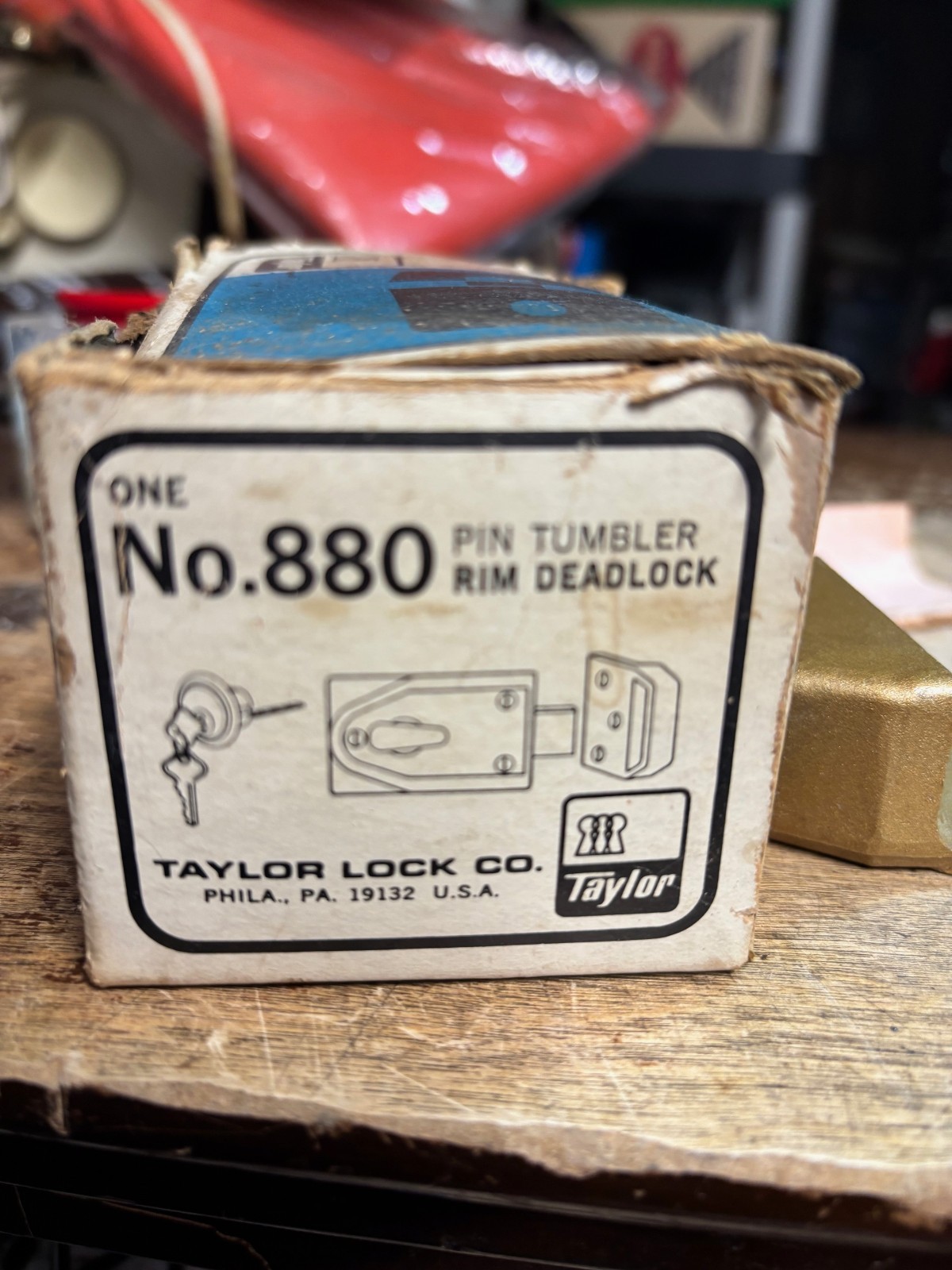 Taylor Lock Co Vintage Brass 880 Deadlock Deadbolt Lock w/ Keys New USA NOS