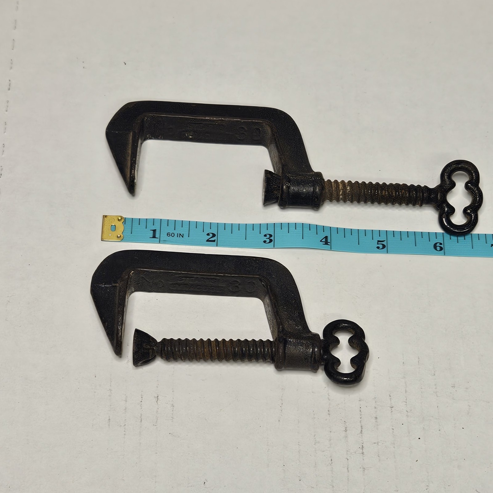 Set Of 2 Vintage Stearns & Co Syracuse NY No. 30 USA C Clamps Batwing Knobs