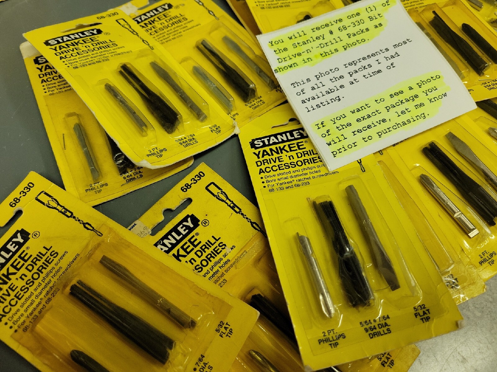 Stanley 68-330 Yankee Screwdriver Drill Bits Flat Phillips 133 233 135 USA NOS