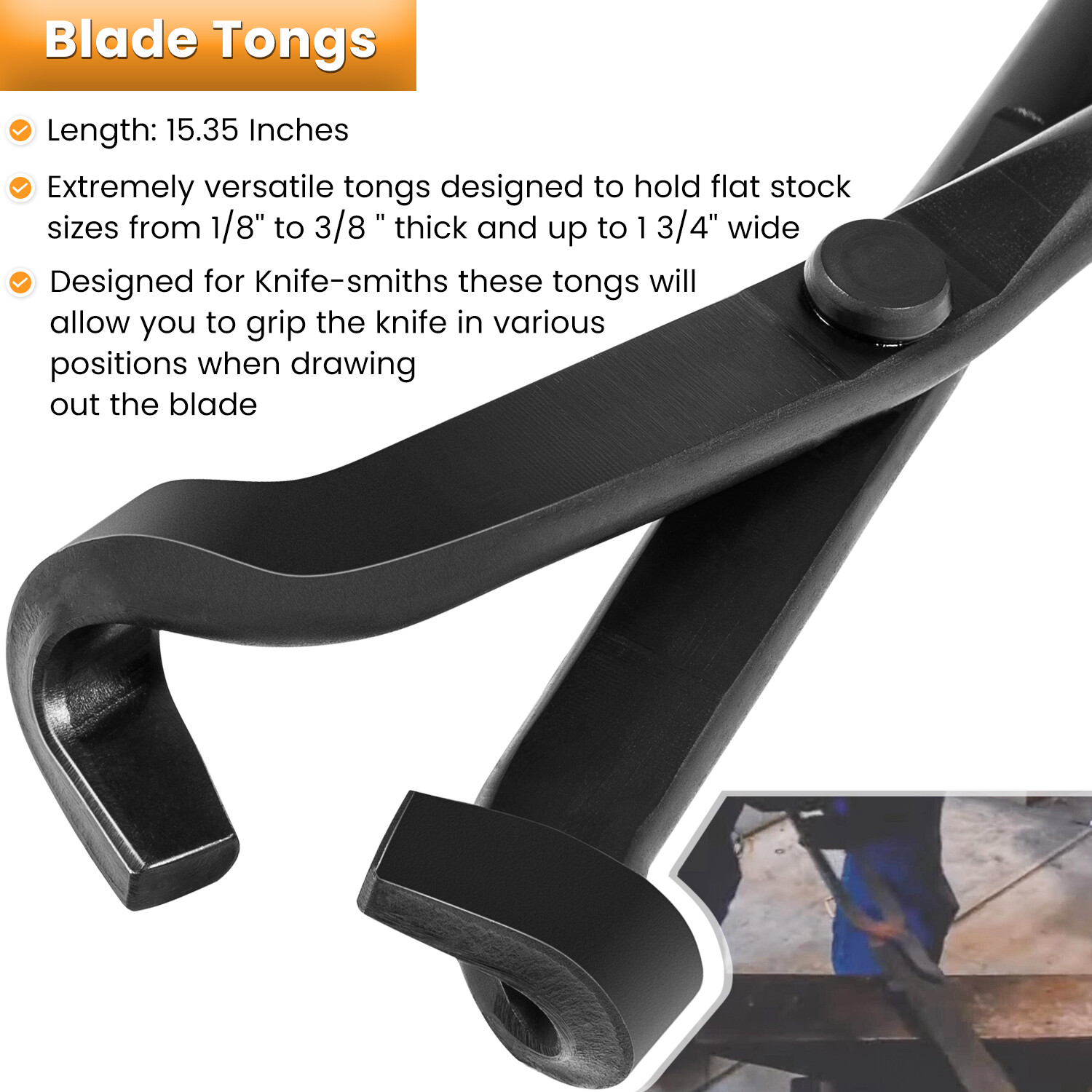 Knife Making Tongs Set Blacksmith Bladesmith Knife Tong Anvil Vise Forge 4pcs