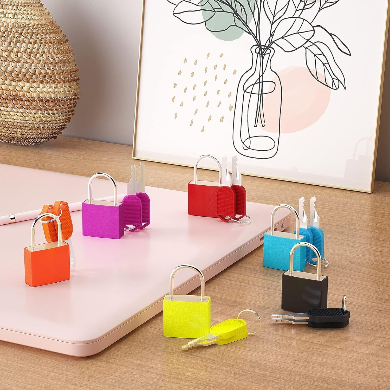 6Pcs Multicolor ABS Plastic & Copper Small Locks with Keys