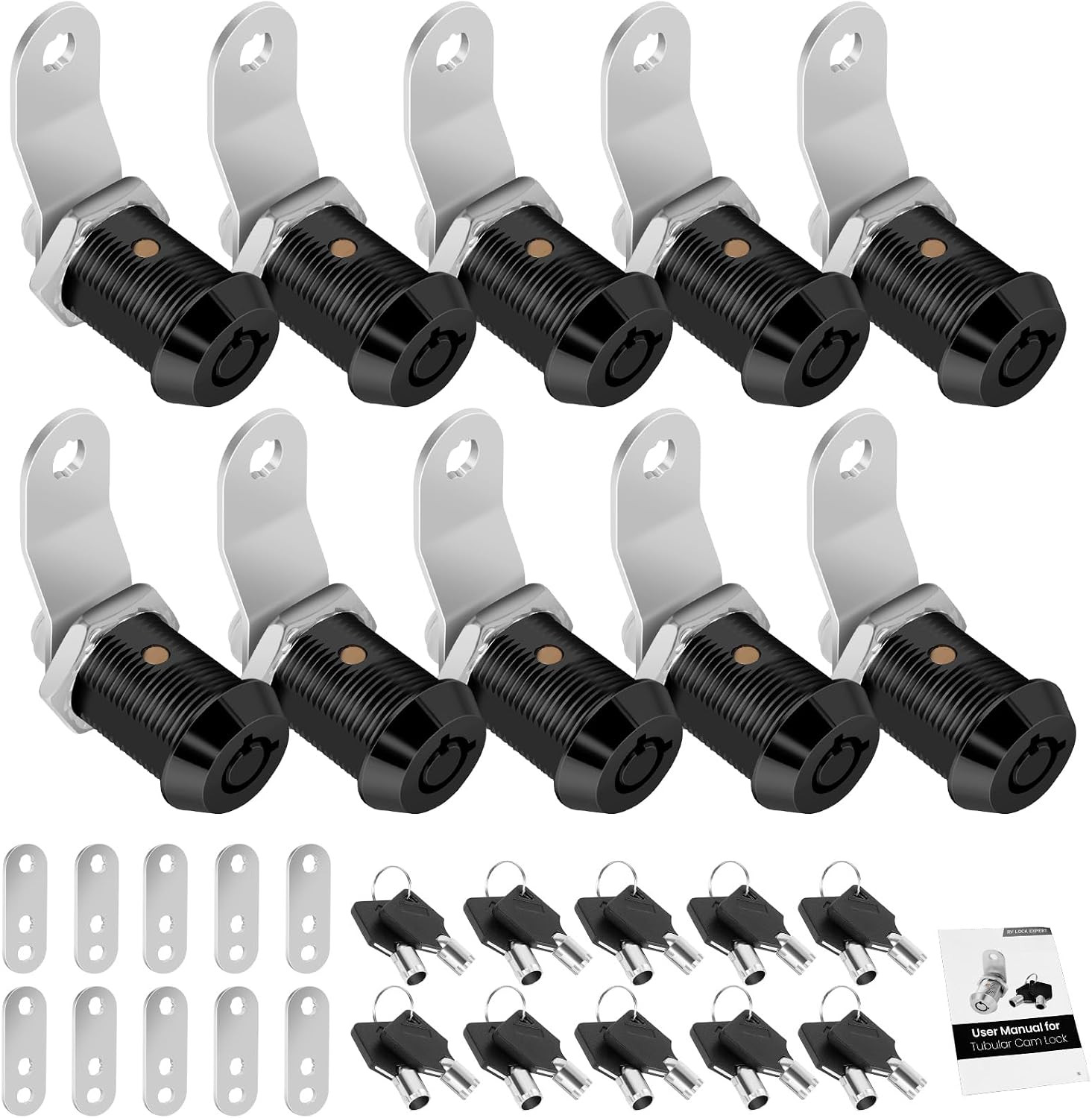10 Pack Cabinet Lock with Keys, 7/8″ RV Storage Locks Keyed Alike, RV Locks for