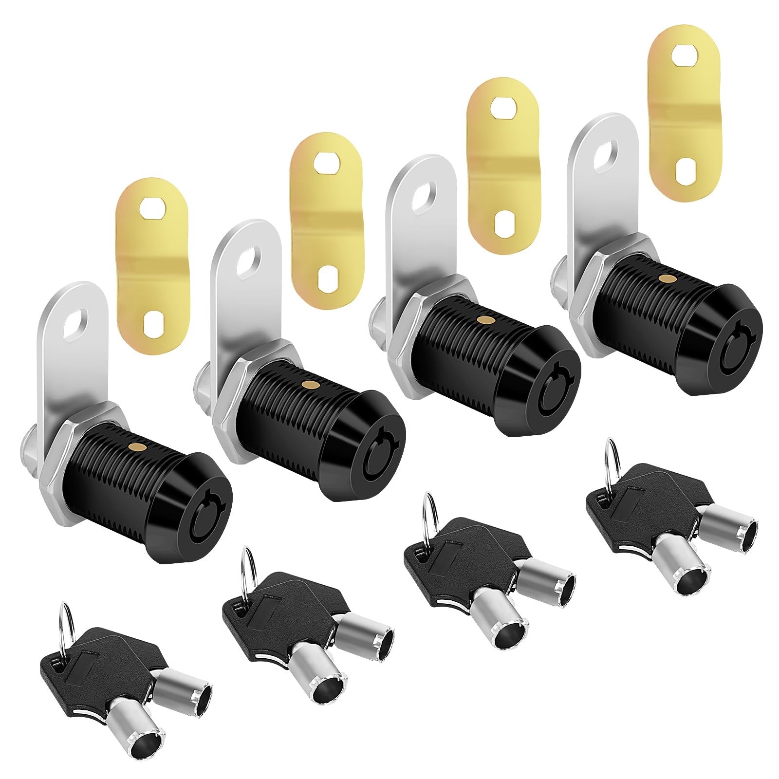 4 PCS RV Storage Cam Lock Keyed Alike Compartment Toolbox Cabinet Black 1 Inch