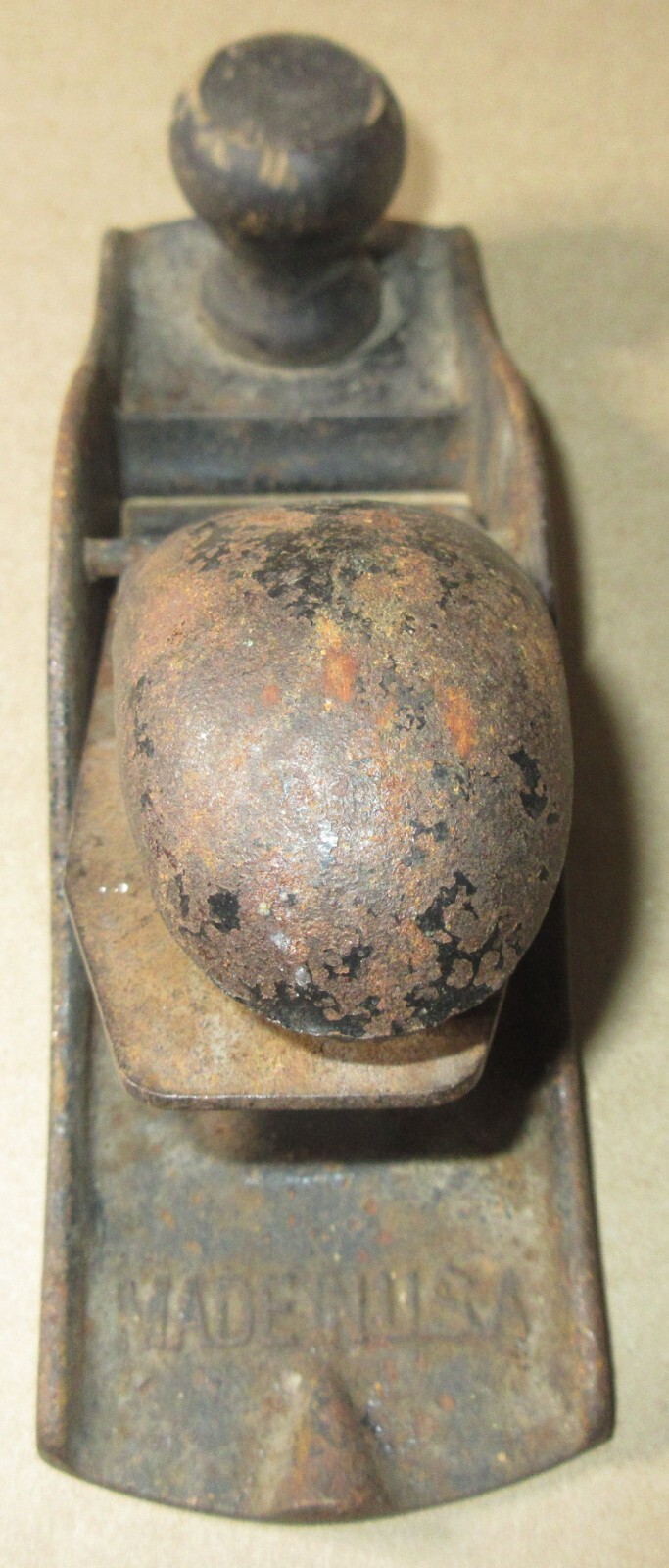 Vintage USA Wood Block Plane Woodworking Tool Smooth Bottom 6 1/2″ X 2″ Wedge