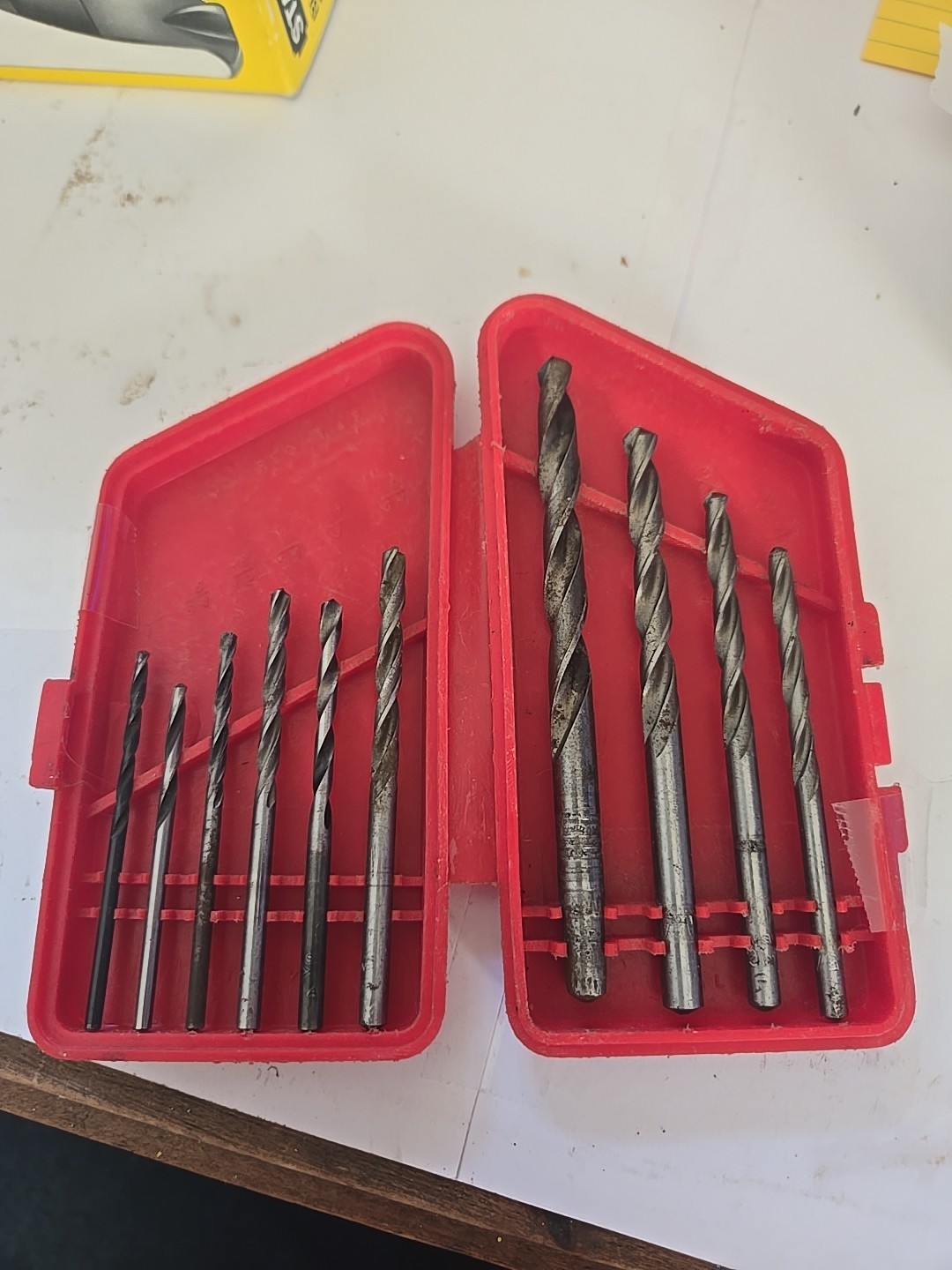 10 Pc Vtg. Chrome Steel Drill Bits / Case-Allied-Used Set-May need Sharpening-