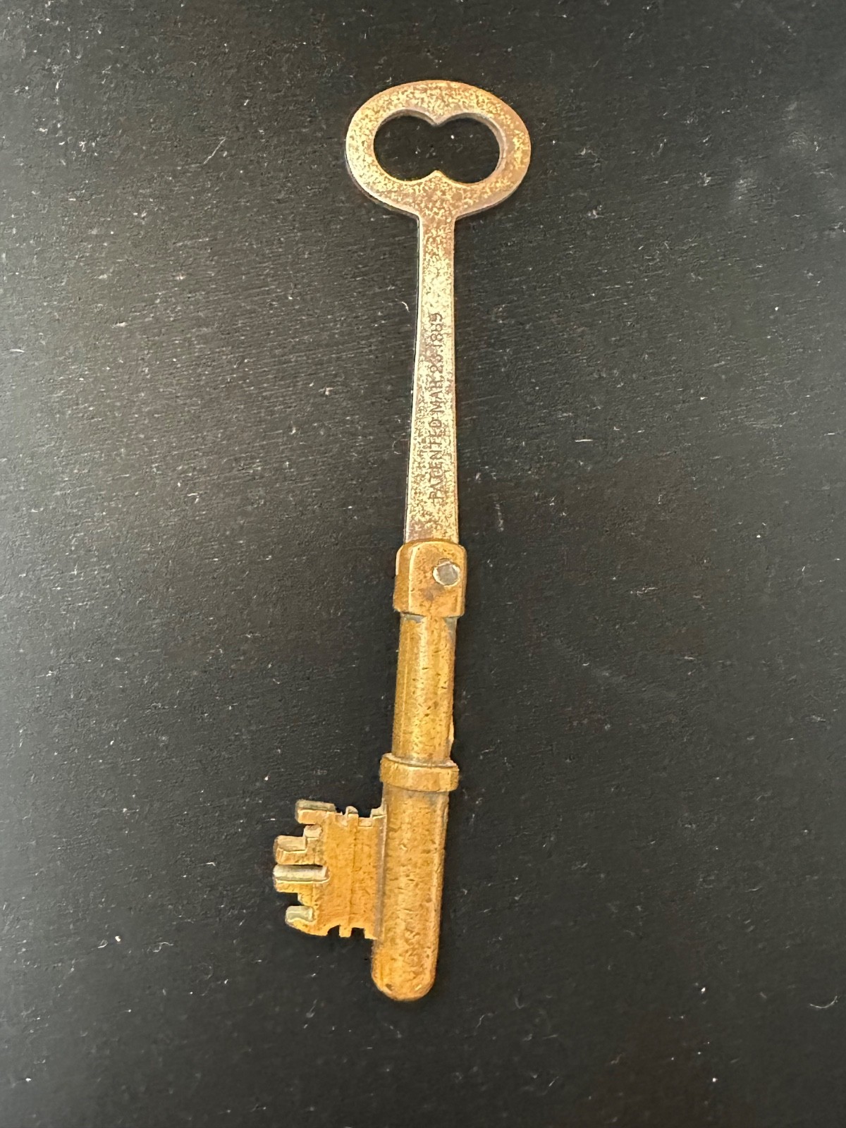 Antique M.W. & Co Folding Brass/Steel Key-Patented Mar 28, 1869 – Brass/Steel