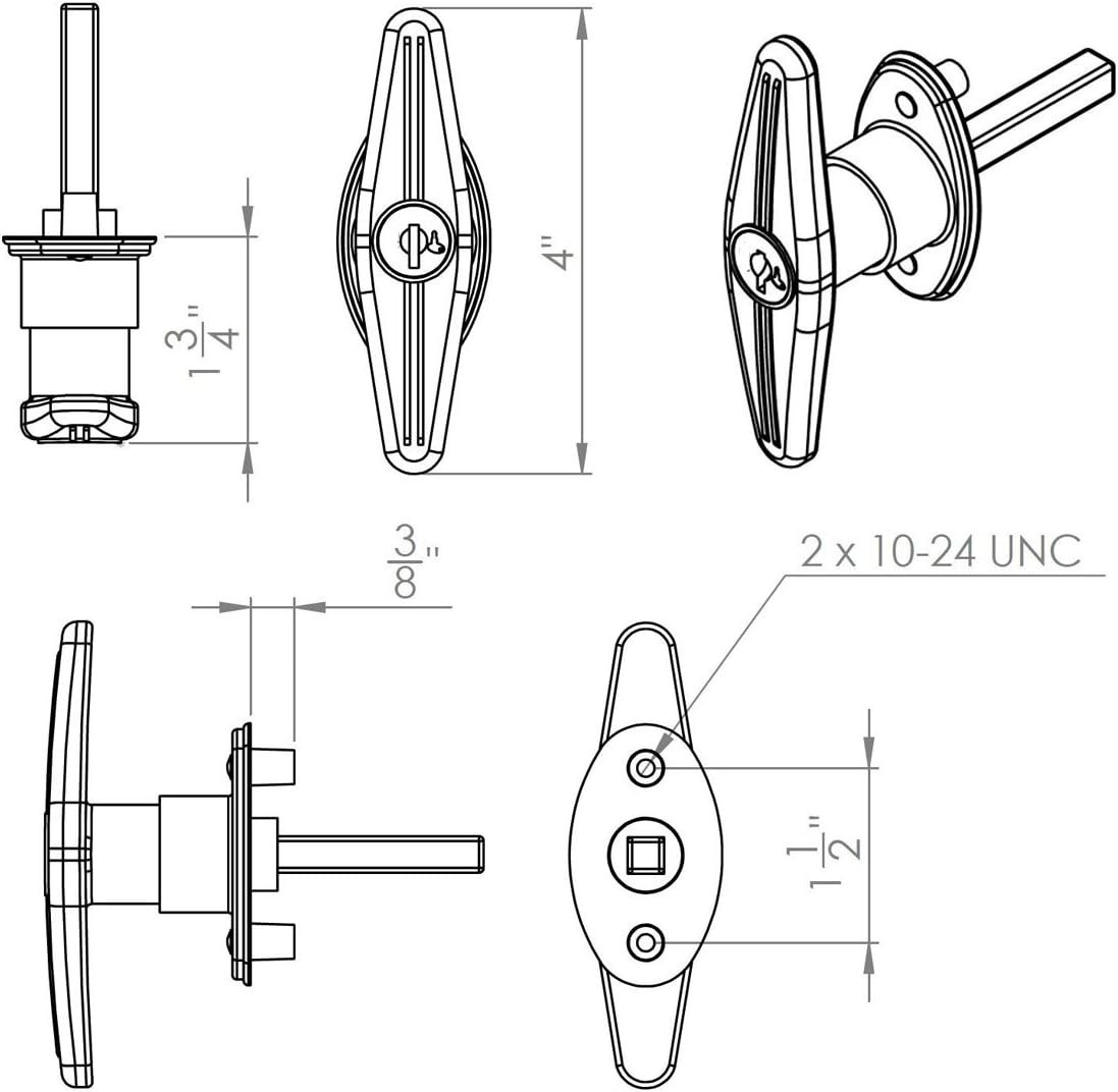 Bauer T-Handle Lock Set | Keyed J-327 | Easy Install