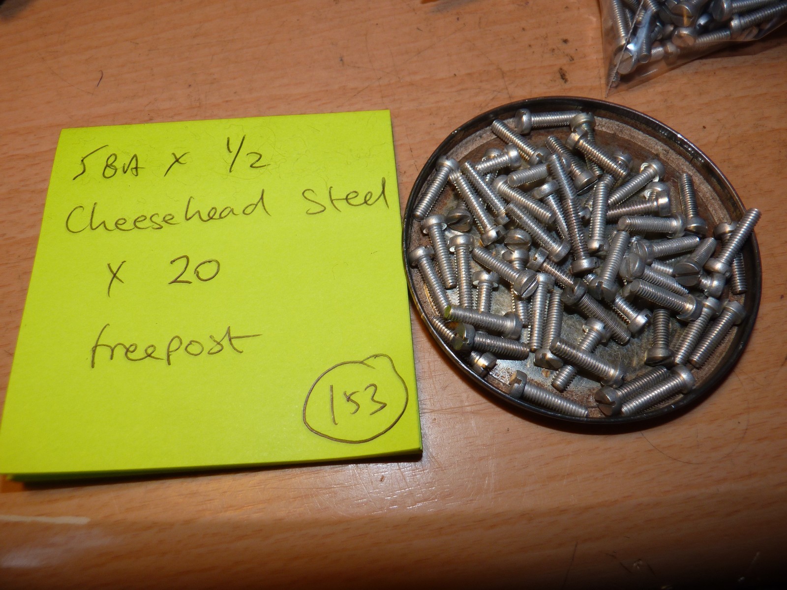 5BA X 1/2 INCH CHEESE HEAD STEEL X 20 SCREWS – FREEPOST ( 153 and 157)