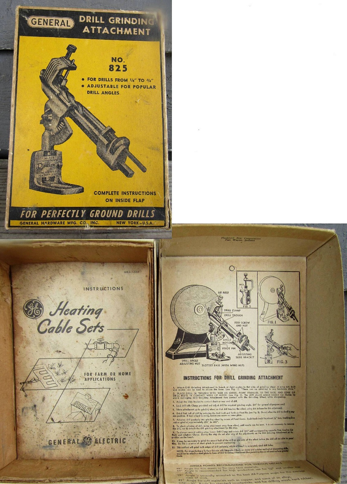 GENERAL No. 825 DRILL GRINDING ATTACHMENT w/ BOX & INSTRUCTIONS