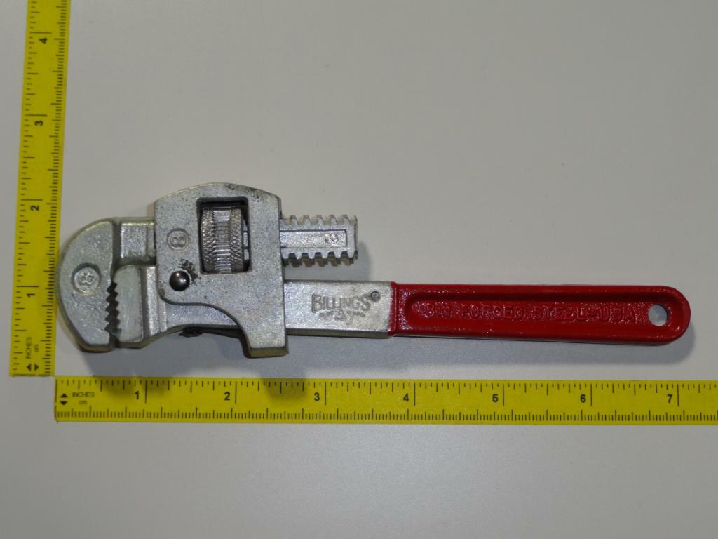 VTG Billings Pipe Wrench 8″ NOS 1/8″ to 3/4″ Hand Tool Rare USA Plumber Scarce