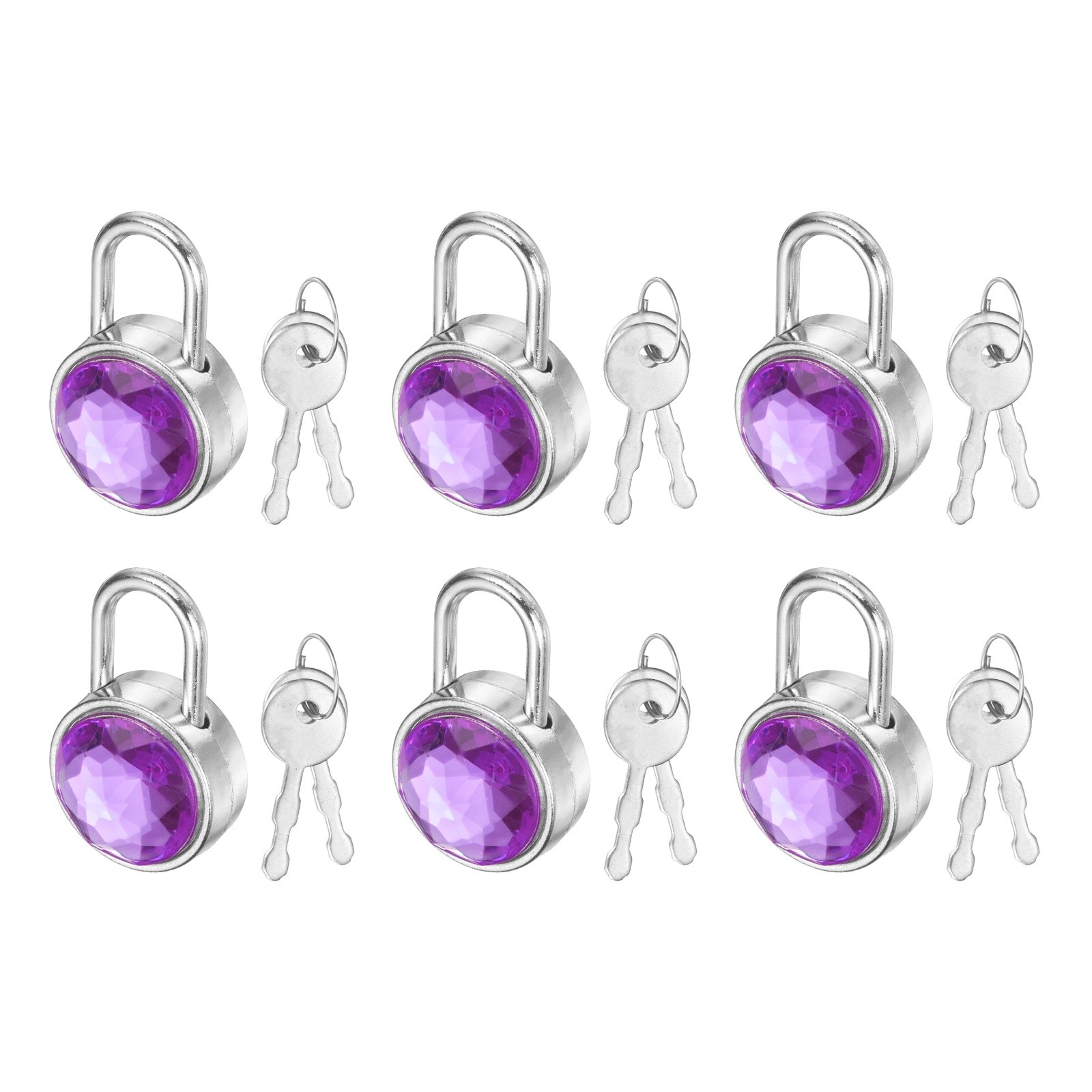 6Pcs Mini Diary Padlock, Small Diaries Lock with 2 Keys Purple