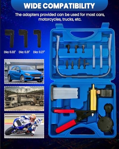 Brake Bleeder Kit with Hand Vacuum Pump and Adapters, Hand Held Brake Bleeder