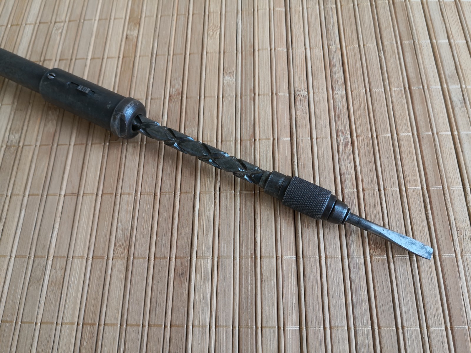 Vintage Soviet screwdriver with a spiral ratchet mechanism, made in USSR 40-50s.