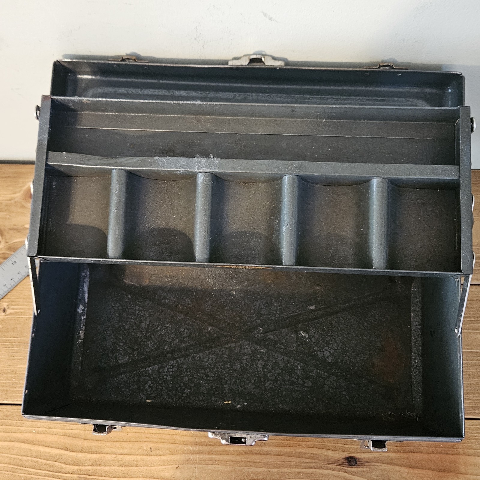 S-K Tools Tool Box SK w/Tray Metal Handle Sherman Klove USA Vintage 14″x6″x6.5″