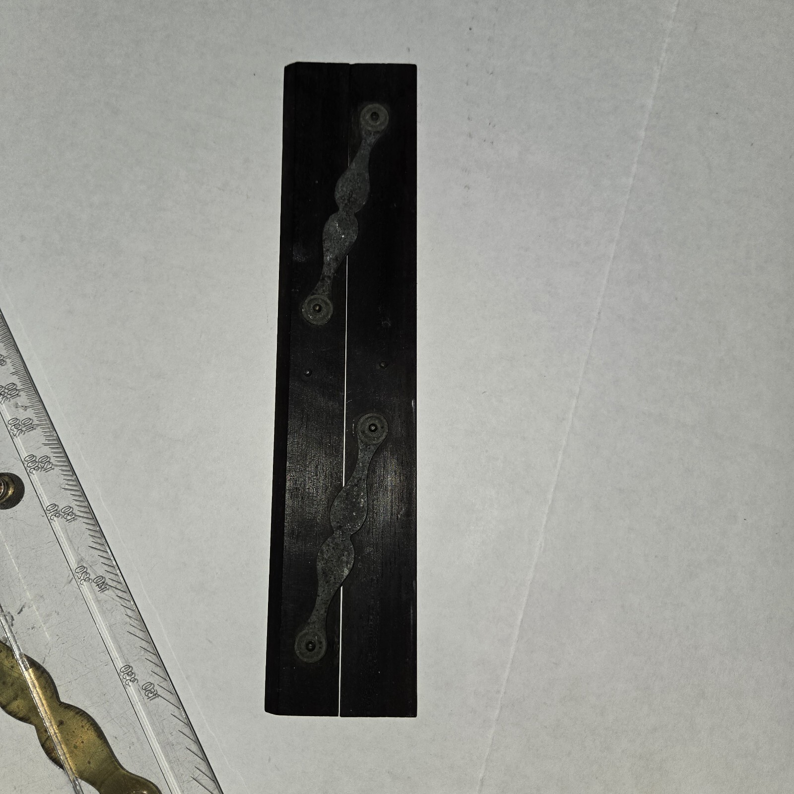 Pair Vintage Denmark Weems Plath Brass Arms Parallel Ruler Unmarked Black Wood