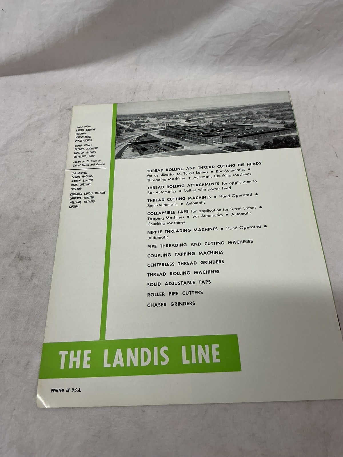 December 1961 Landis Machine Company Thread Tips Bulletin Brochure Pamphlet