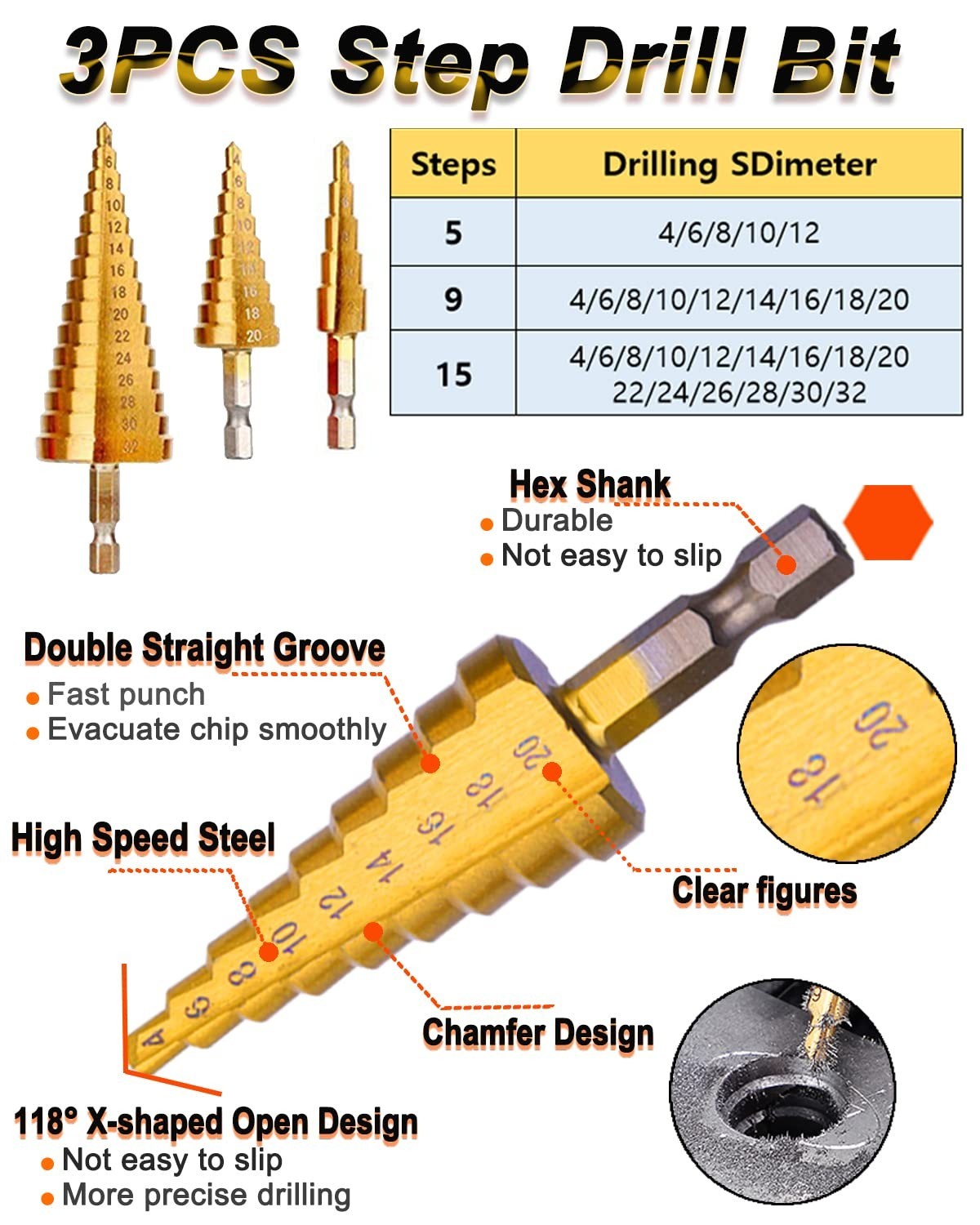 32-Piece Woodworking Chamfer Drilling Tool Set | Durable Carbon Steel & Titanium