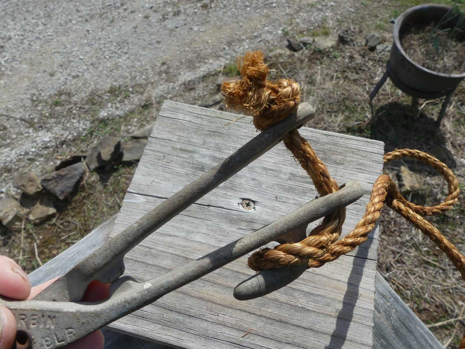Vintage Durbin Livestock Show Nose Lead Tool w 10ft Hemp Rope Farm Cattle 4-H