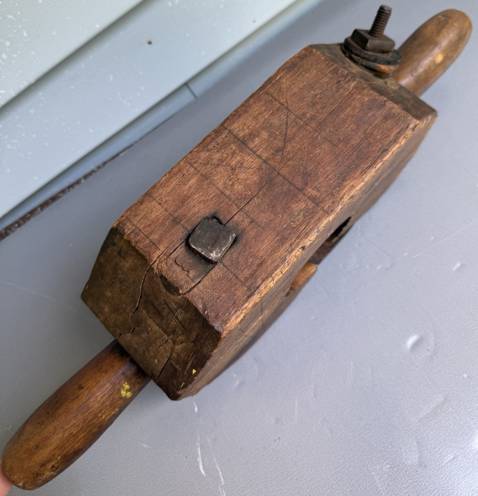 Lg. Antique Carriage Axle Pointer/Spoke Rounding Plane 18” x 7”x 3-1/2”
