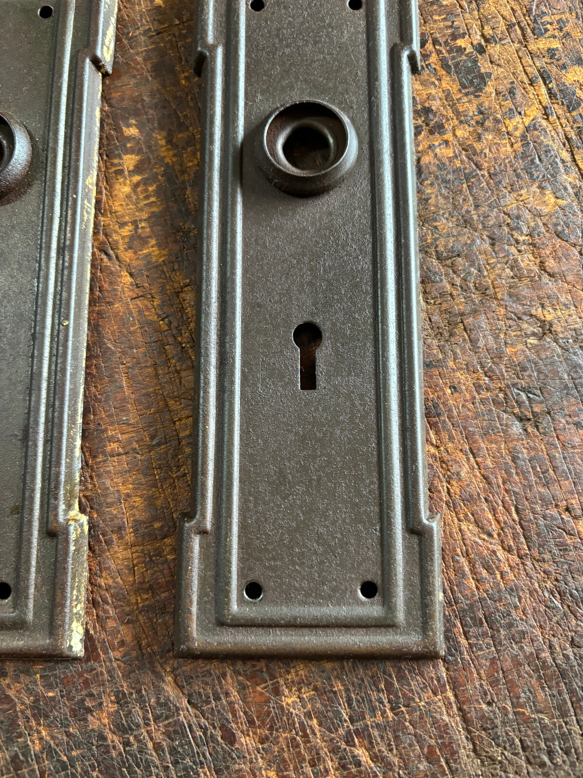 Art-Deco/Vintage Pressed Steel Front Door Plates. Art Deco Door Handle Hardware