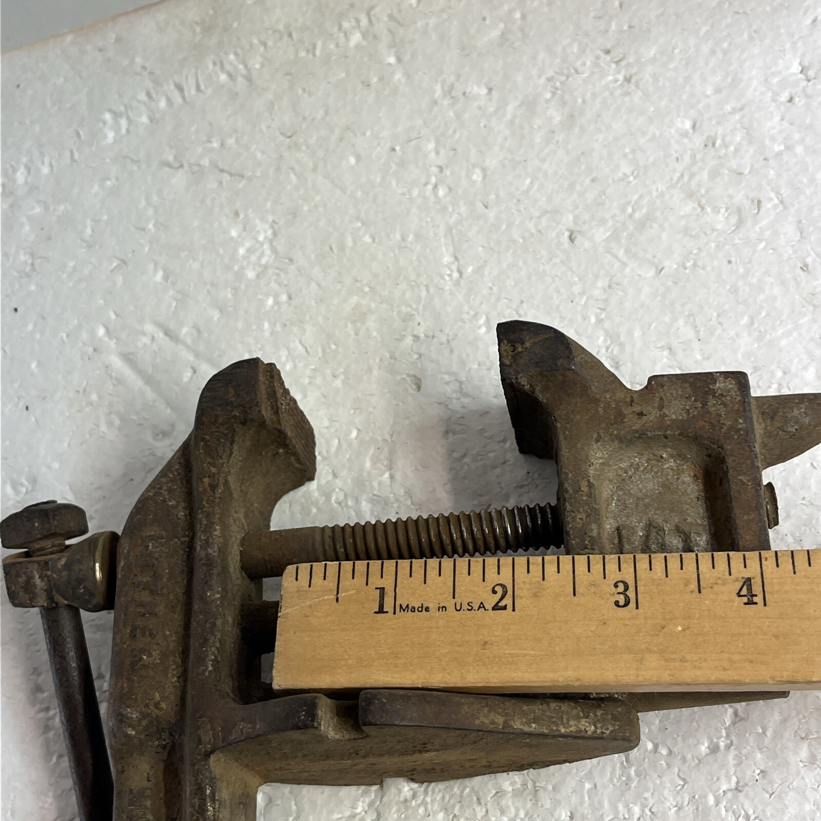 Vintage Luther 2 1/4 Clamp On Bench Vise & Mini Anvil Please Read Description