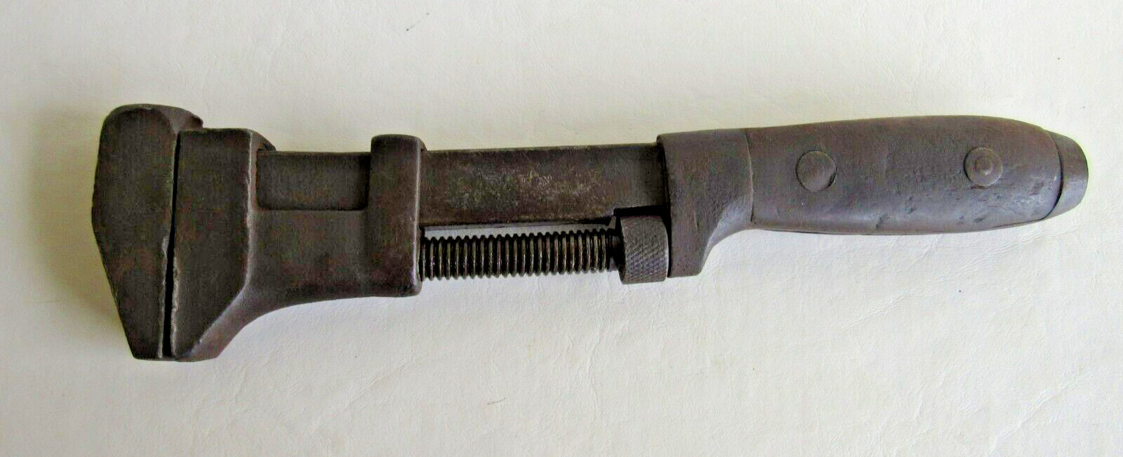 Vintage FULTON Adjustable Pipe Wrench, 12 Inches Long. Wood Handle