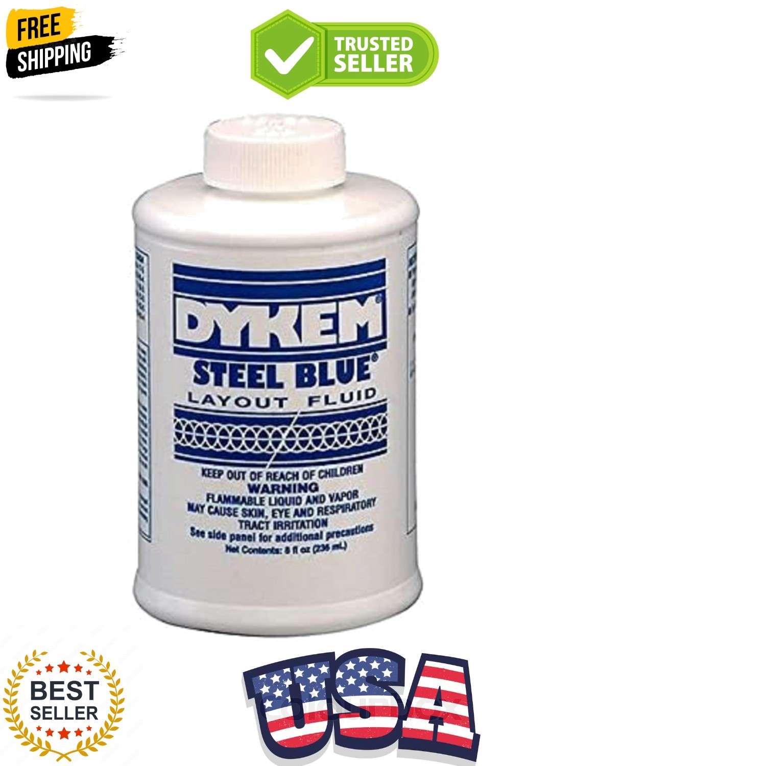 Layout Fluid Blue, 8 oz. Can and Brush in Cap. Machinist Dye for Metal Layout…