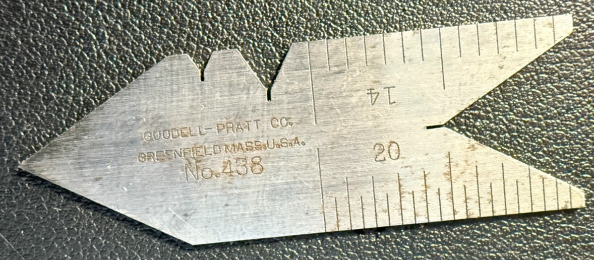 Vintage Goodell-Pratt Co. No. 438 Center Gage Machinist Tool Greenfield Ma. USA