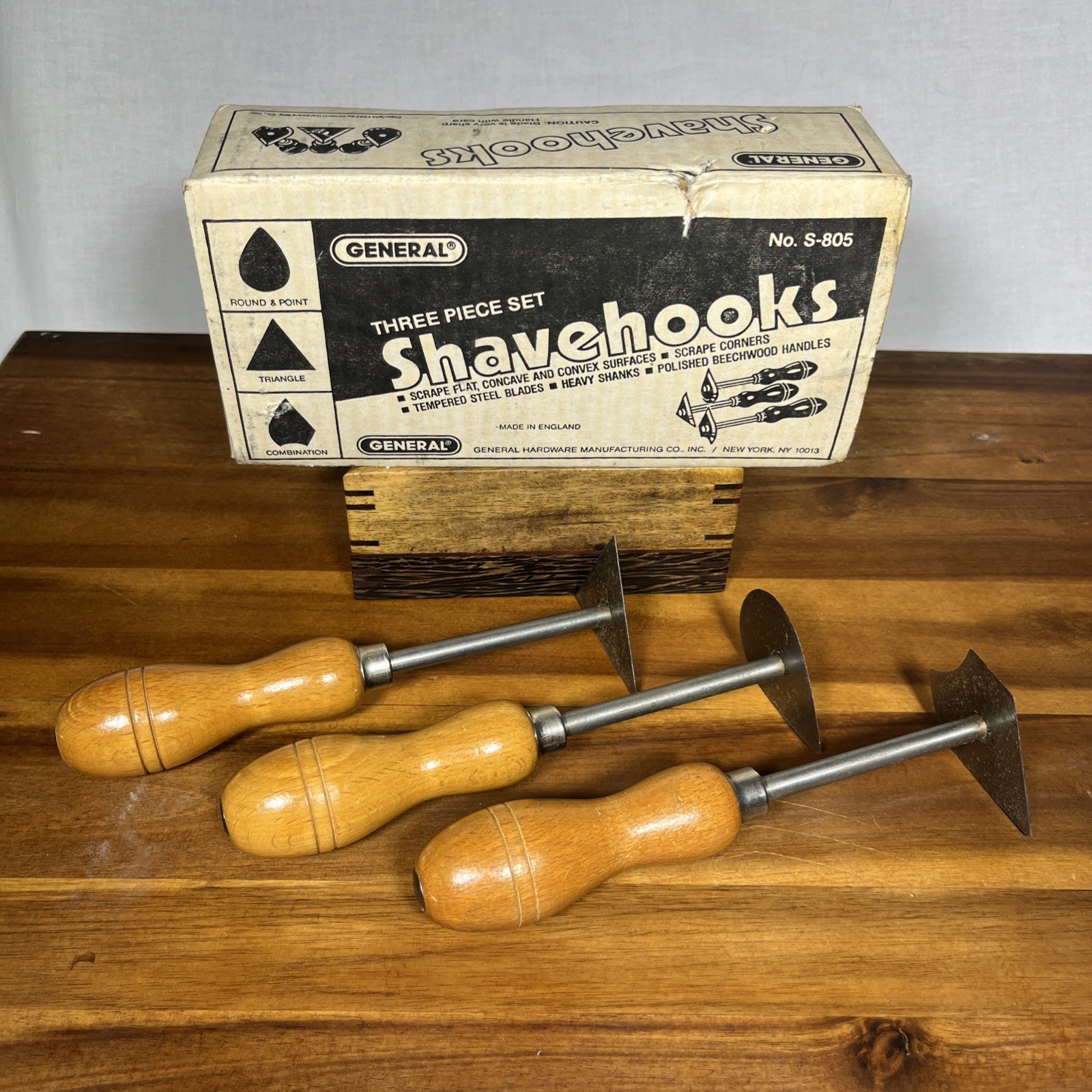 General Shavehooks 3 Piece Set Made In England With Original Box