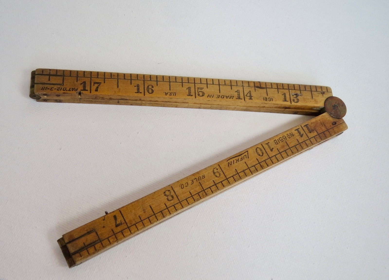 Vintage Lufkin Rule Company USA No.651B Boxwood and Brass FOLDING RULER